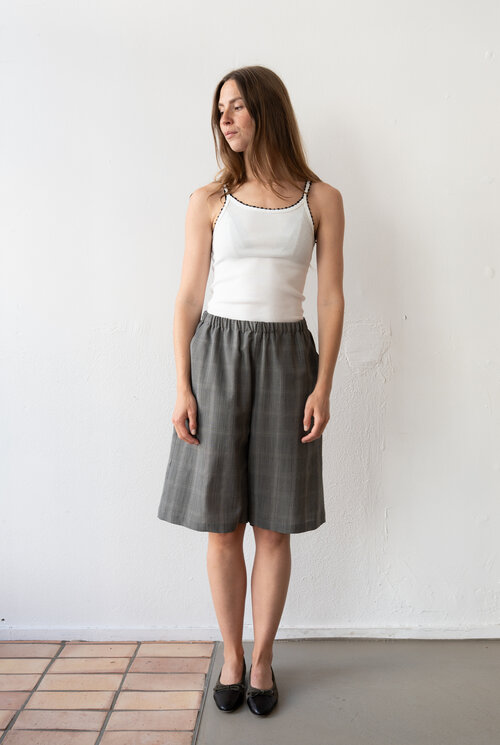 Wool Check Easy Half Pants