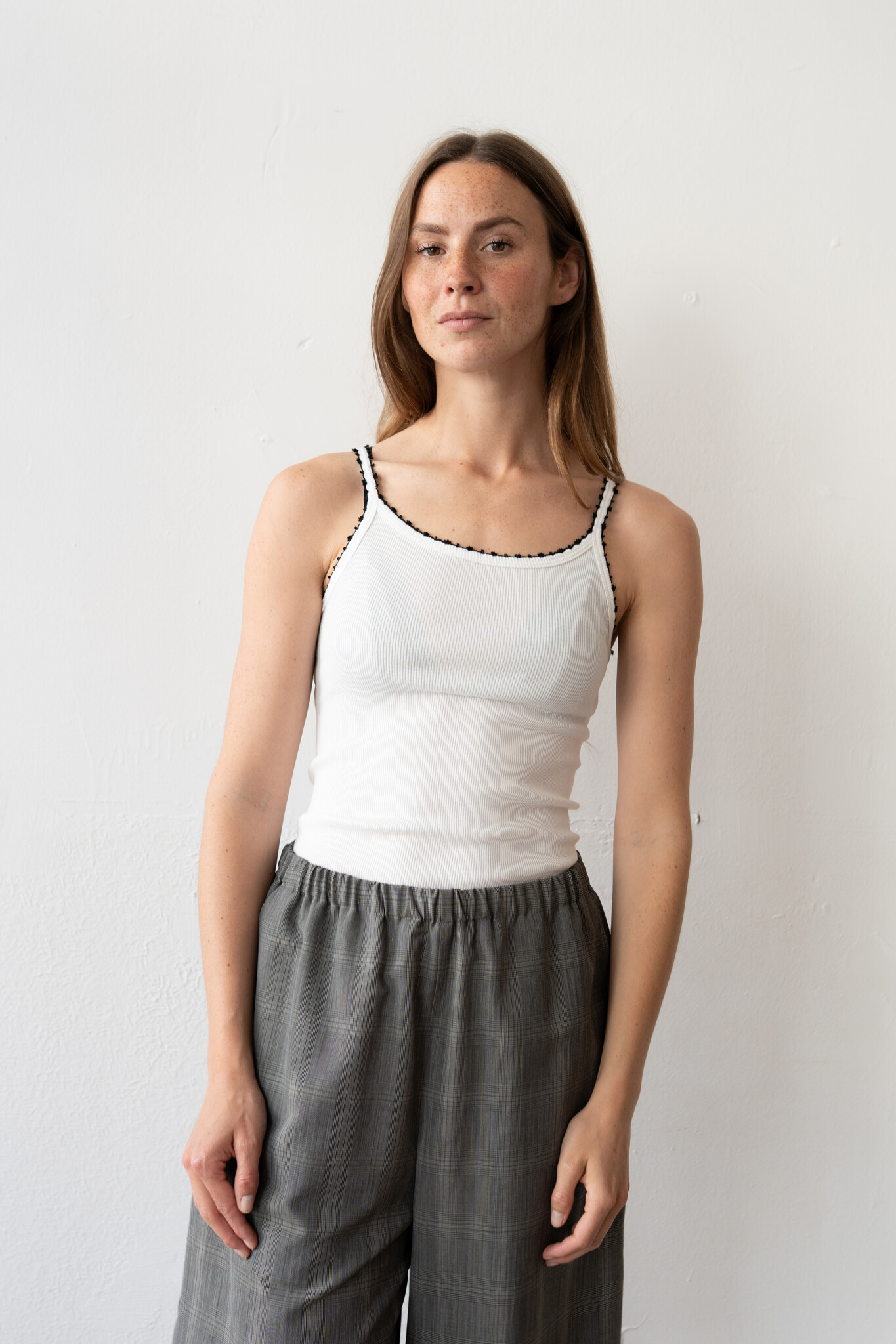 Cotton Silk Ribbed Camisole White