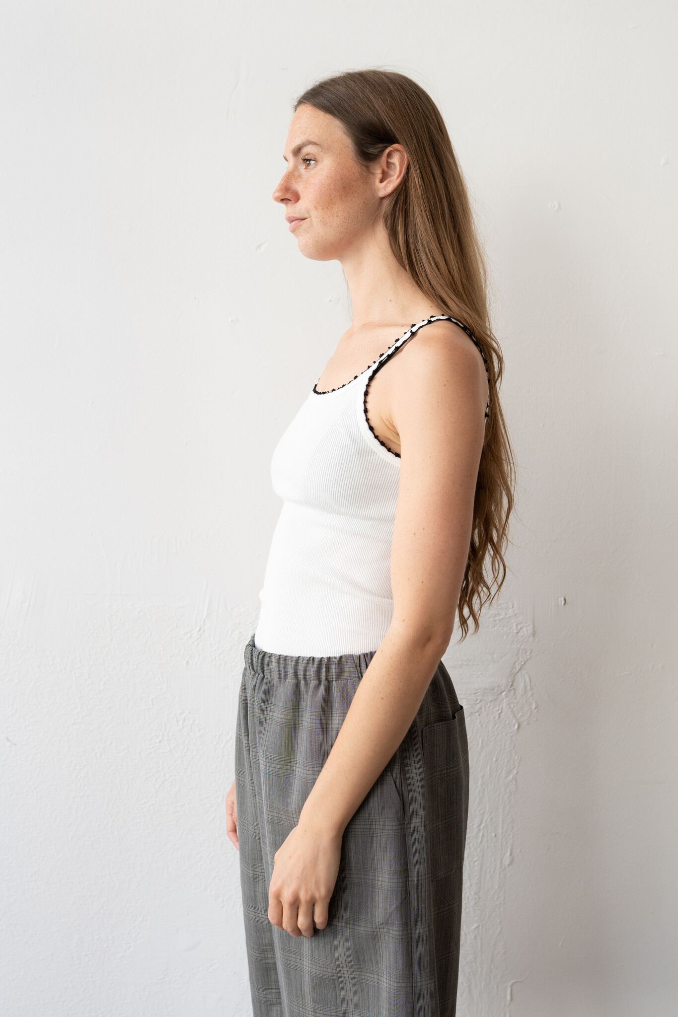 Cotton Silk Ribbed Camisole White