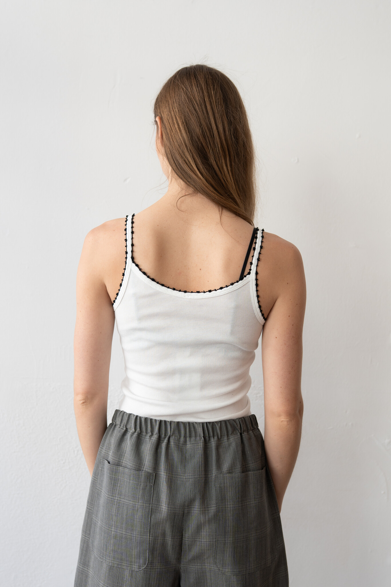 Cotton Silk Ribbed Camisole White