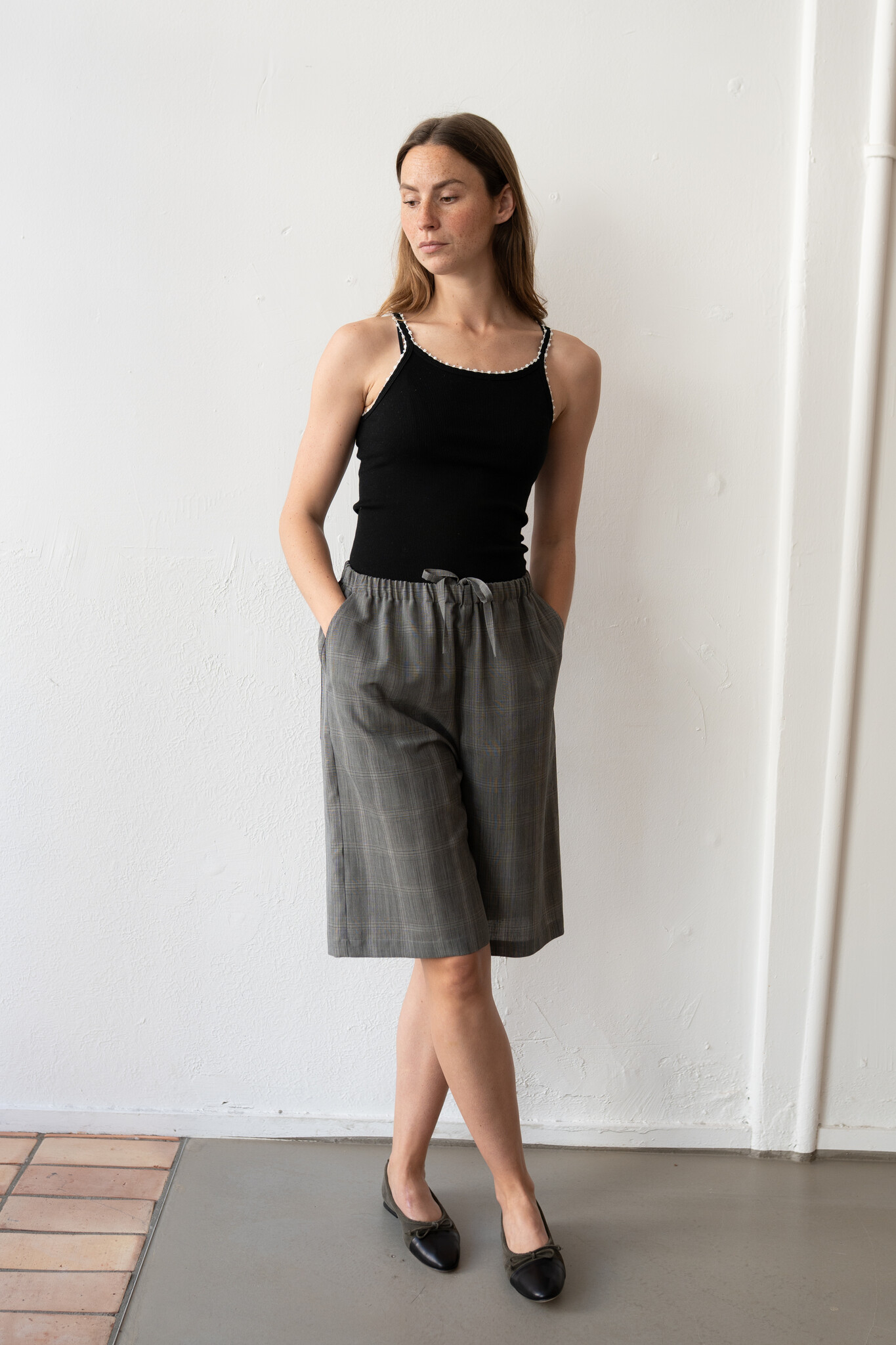 Cotton Silk Ribbed Camisole Black