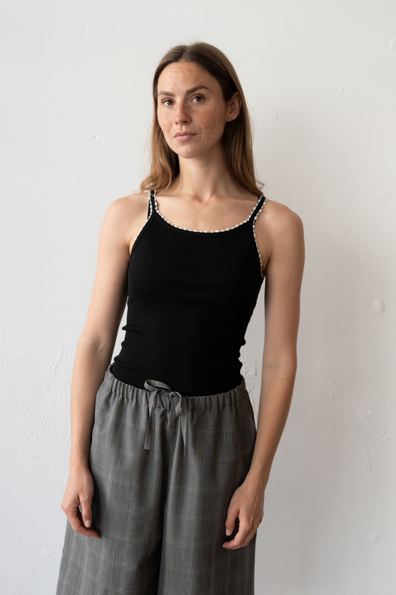 Cotton Silk Ribbed Camisole Black