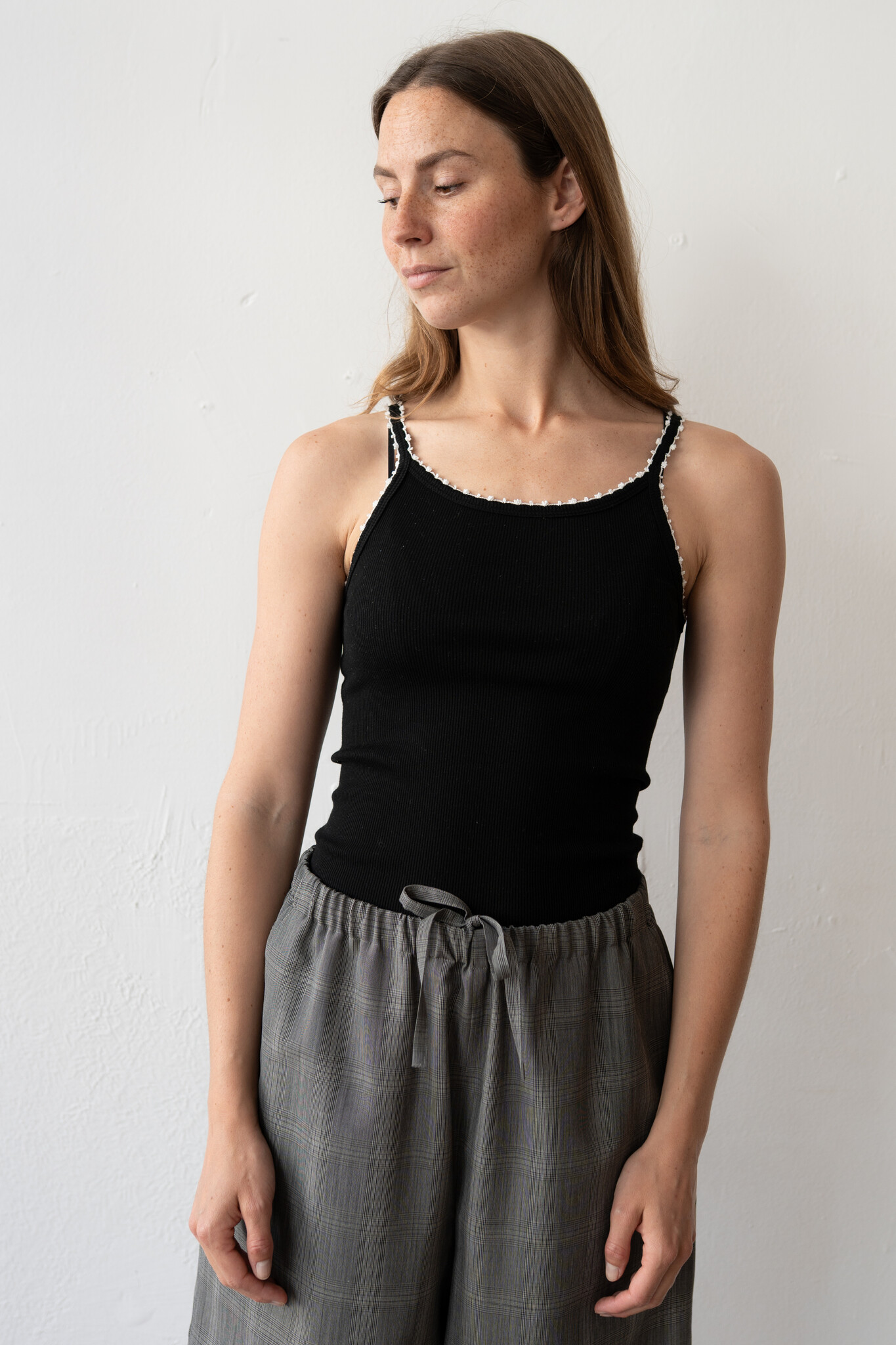 Cotton Silk Ribbed Camisole Black