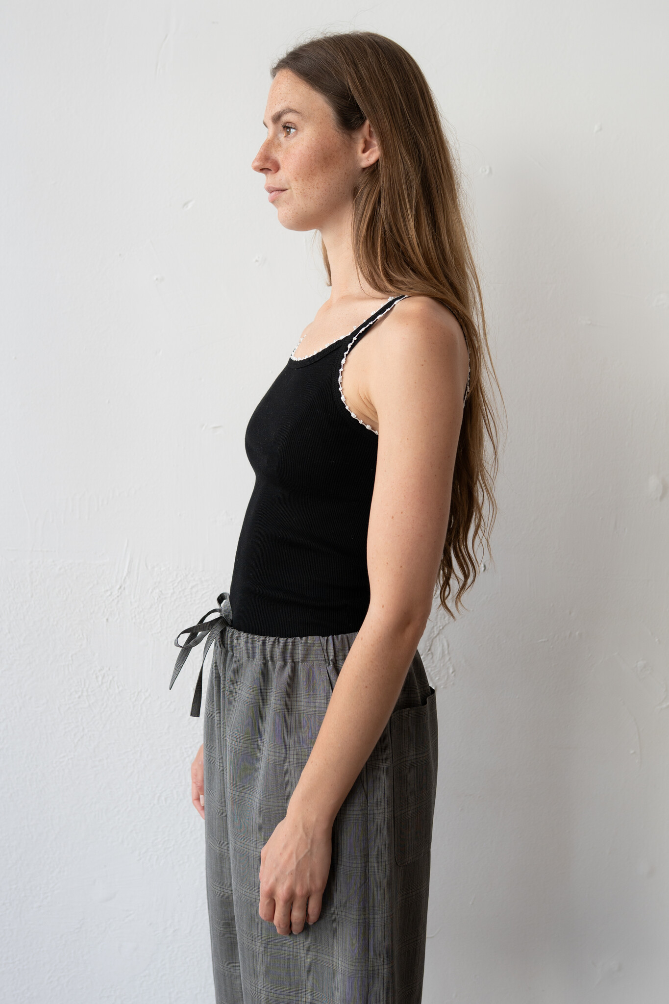 Cotton Silk Ribbed Camisole Black