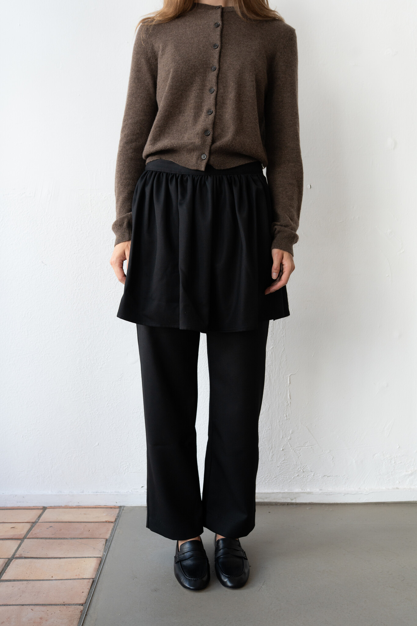 Layered Skirt Trouser Black Wool
