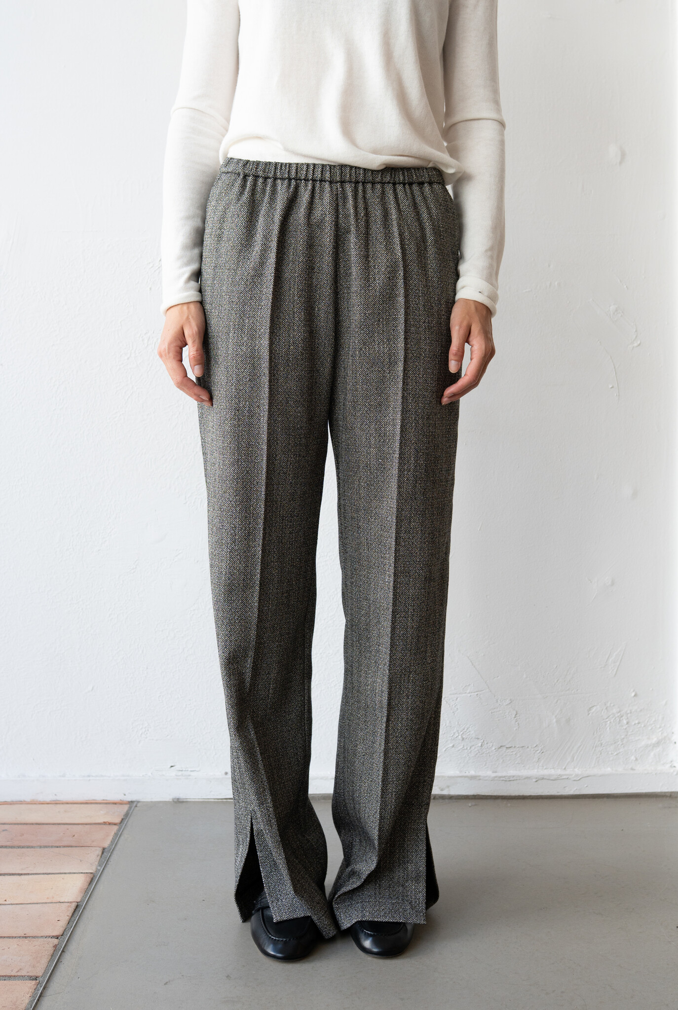 Jaspé Chevron Elasticated Pants Nero