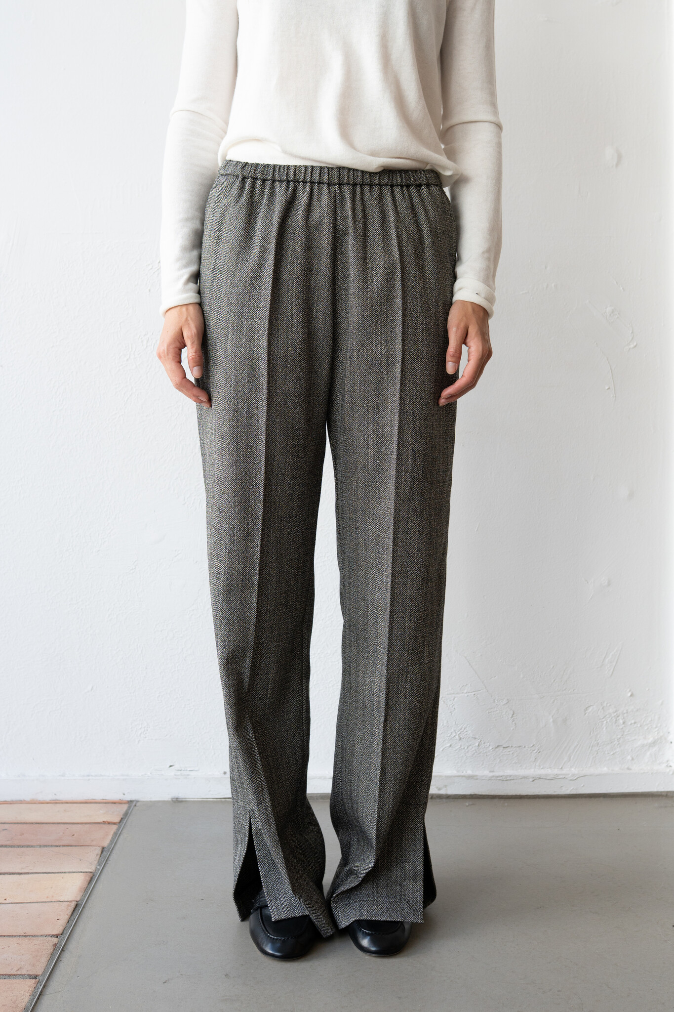 Jaspé Chevron Elasticated Pants Nero