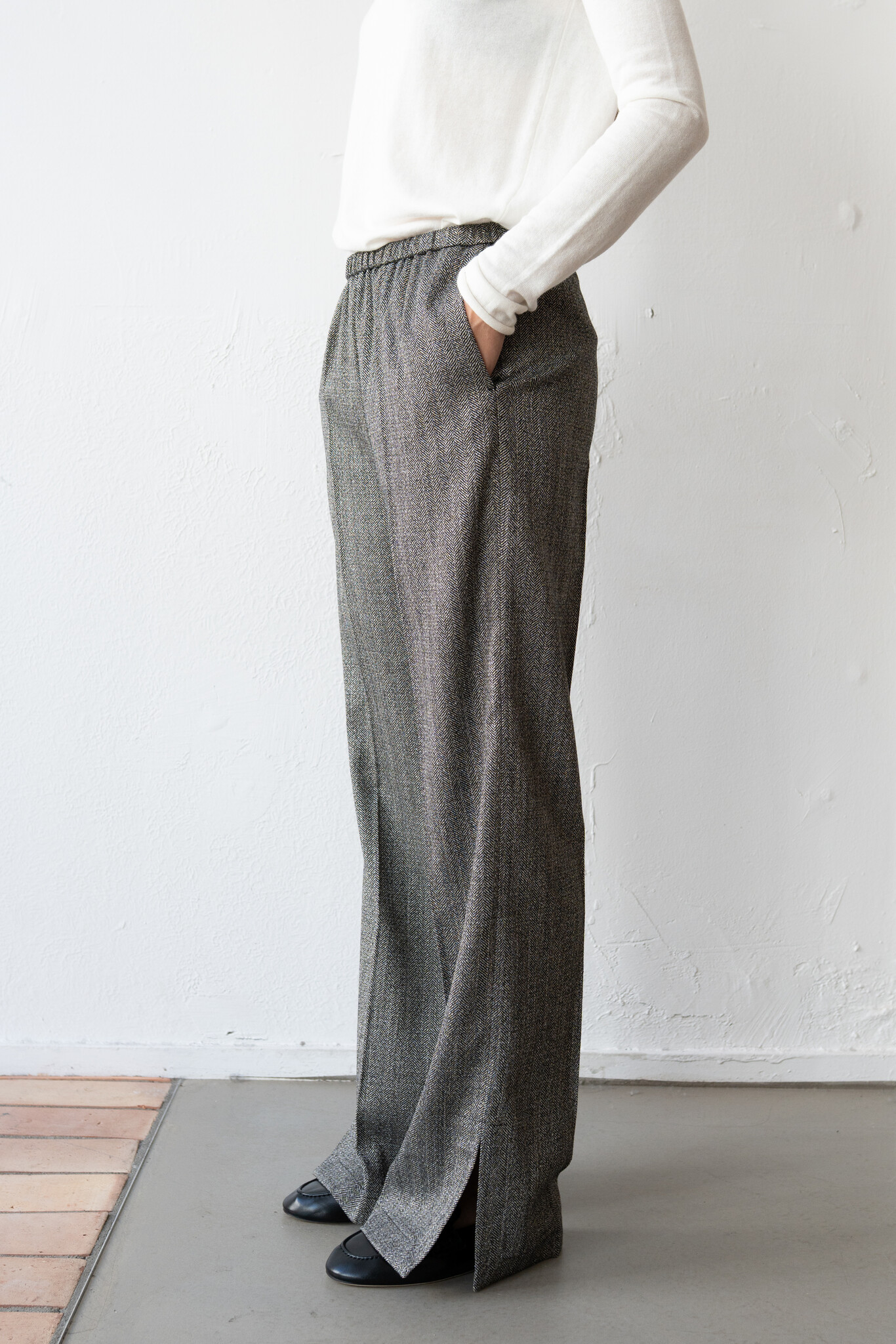 Jaspé Chevron Elasticated Pants Nero