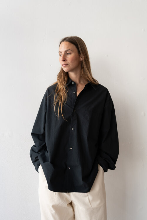 Typewriter Cotton Shirt Dark Navy