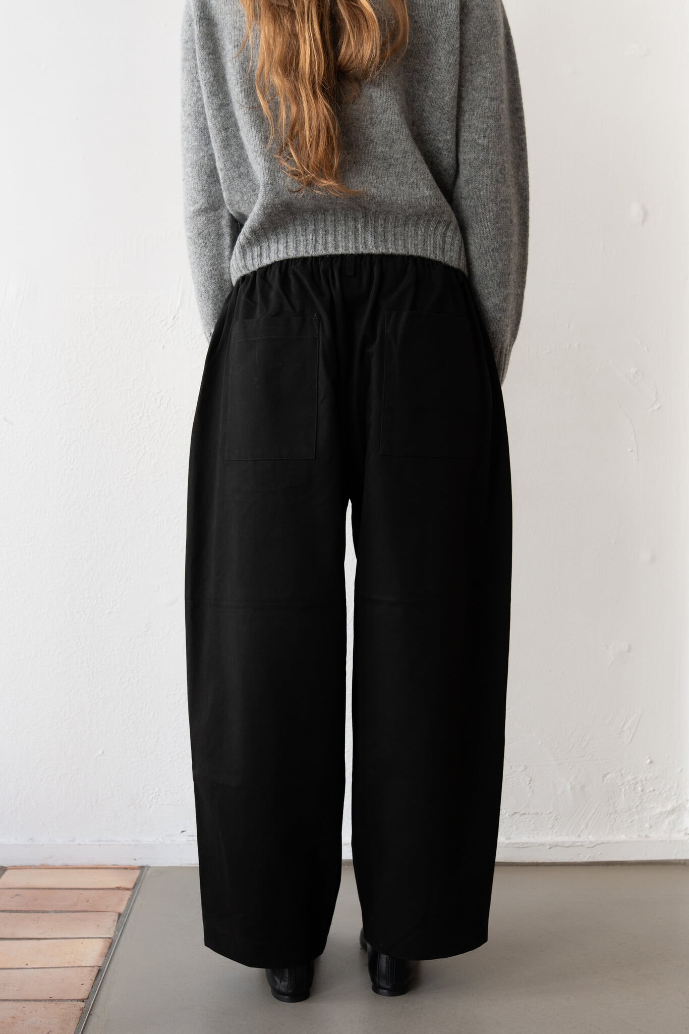 Peached cotton trousers Black