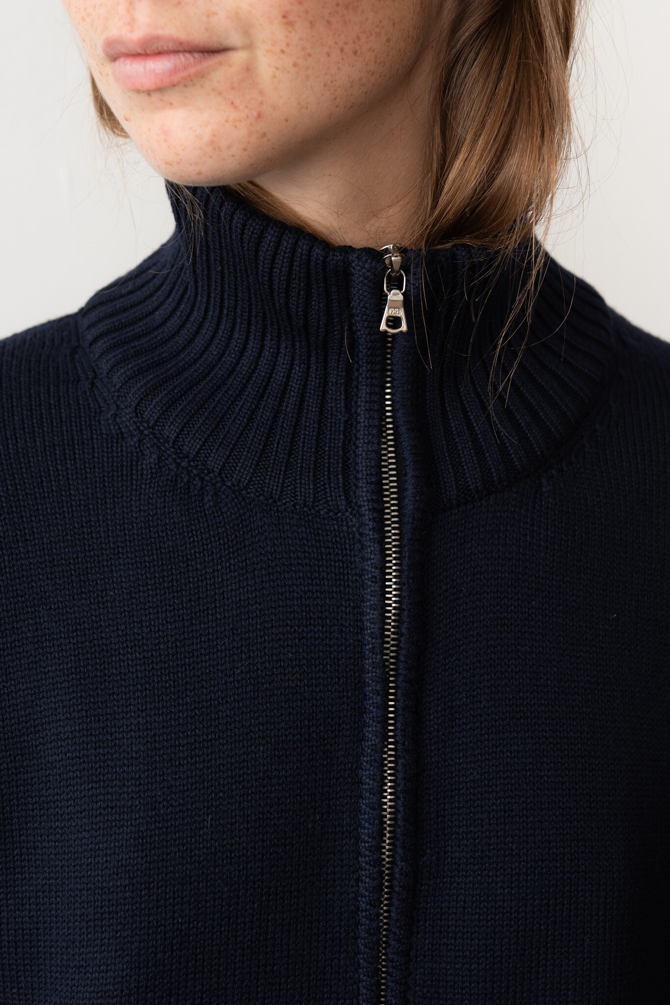 Extrafine Merino Wool Double Zip Navy