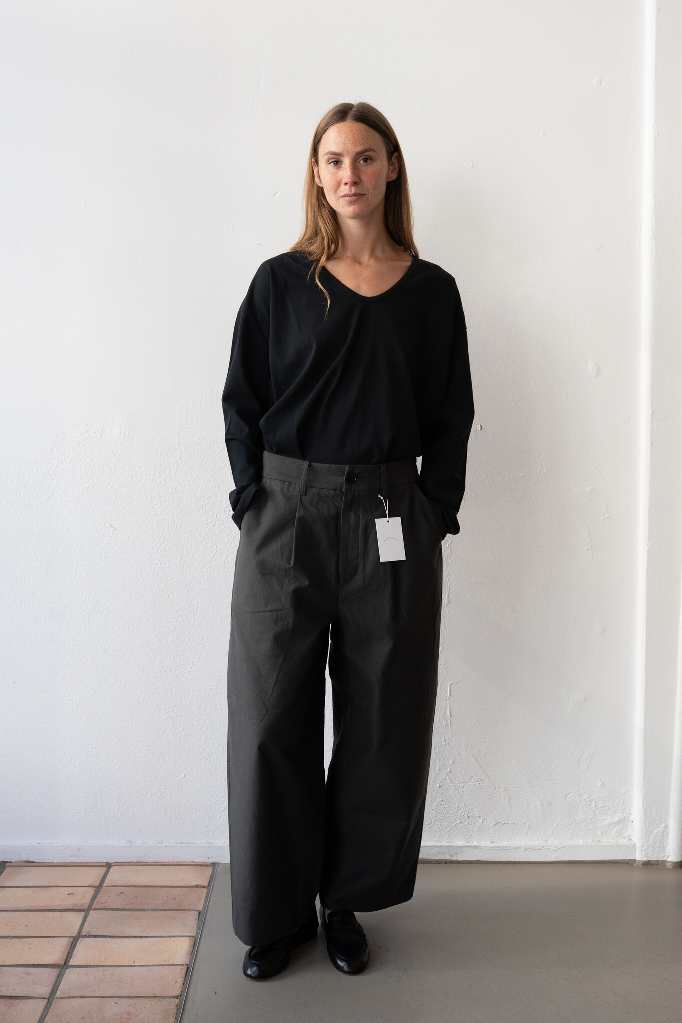 Nepped Cotton Trousers Sumi