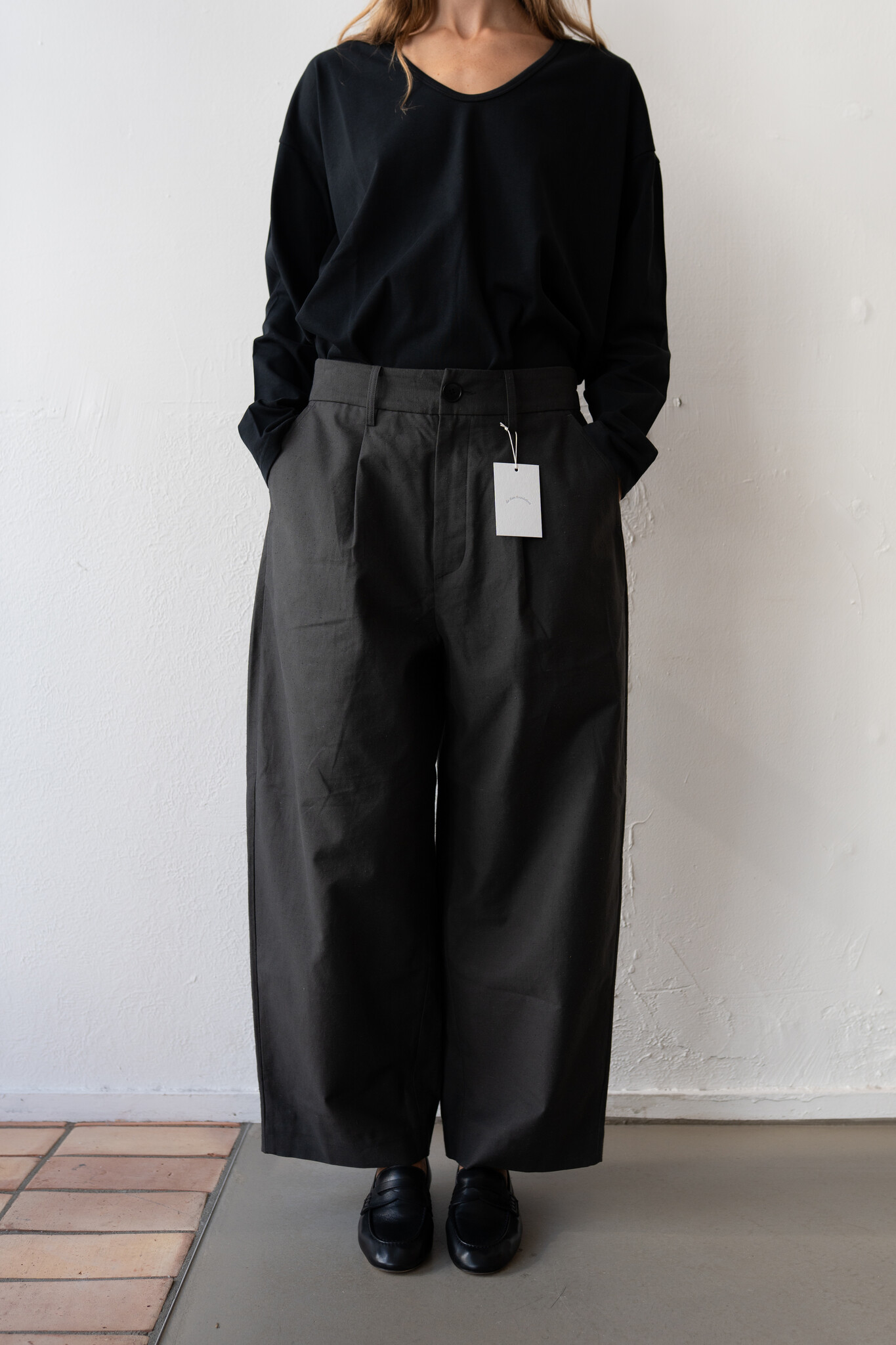 Nepped Cotton Trousers Sumi