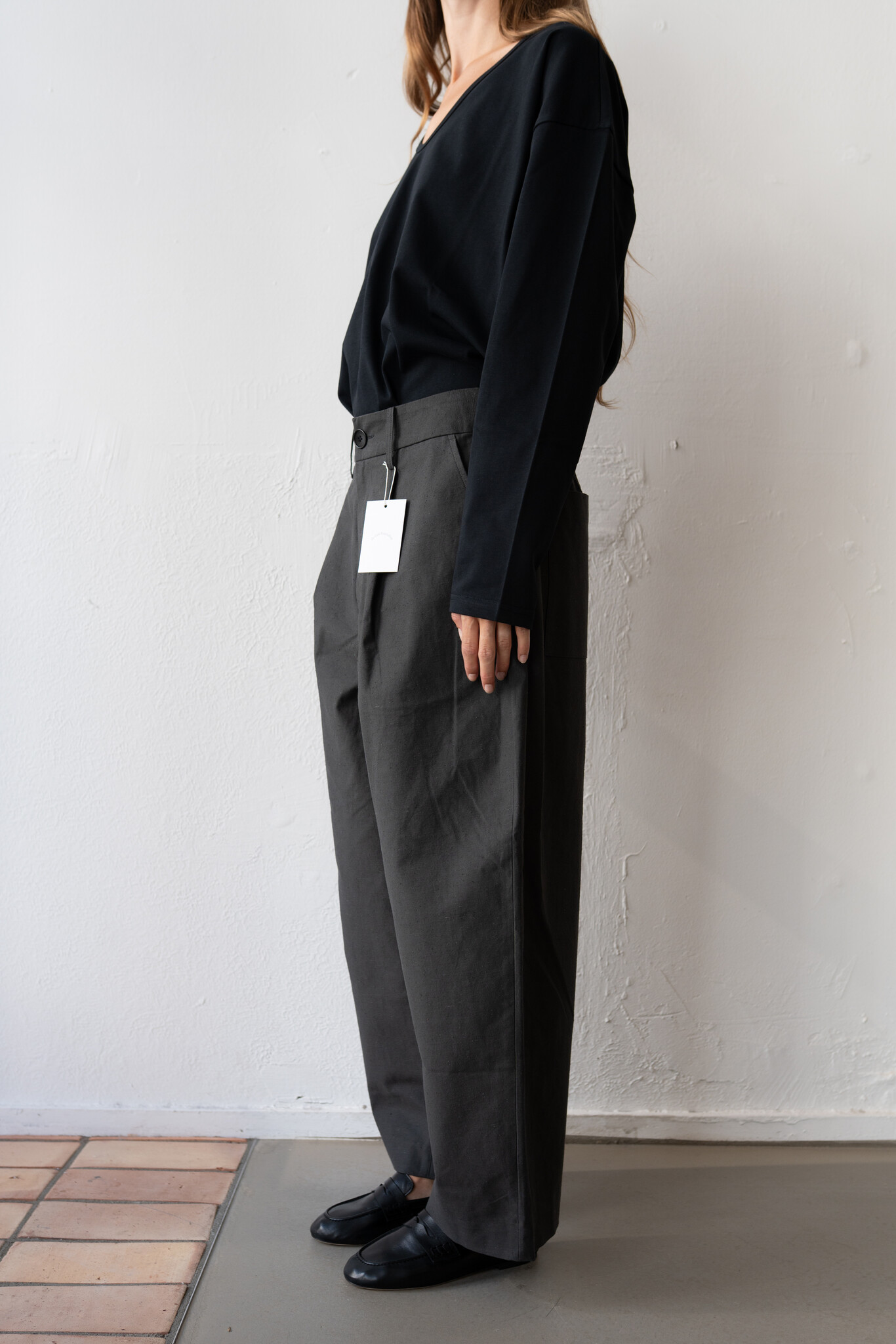Nepped Cotton Trousers Sumi