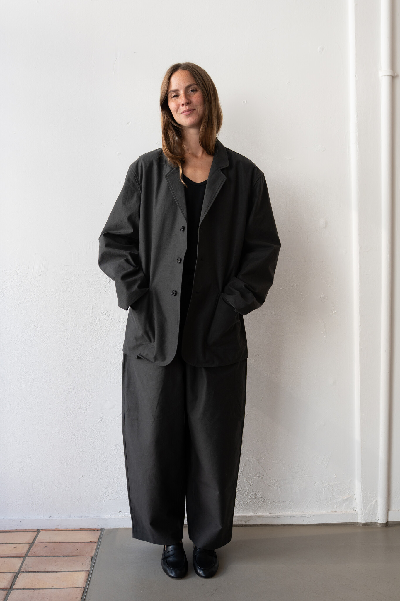 Nepped Cotton Trousers Sumi