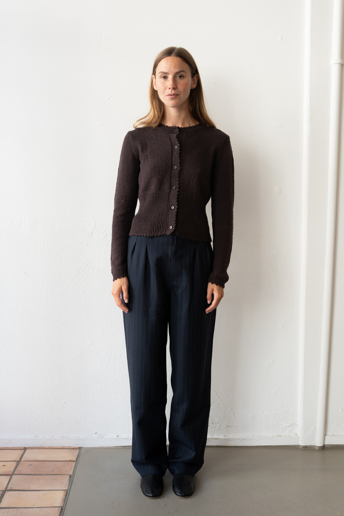 Daho pleated tailored pant Navy Pinstripes