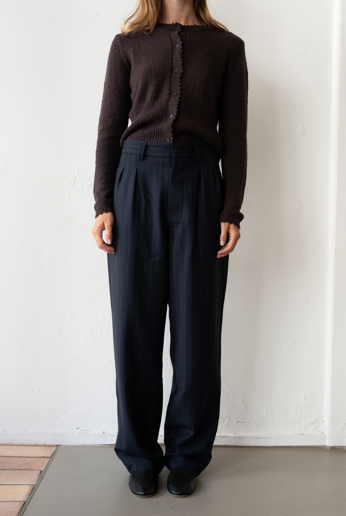 Daho pleated tailored pant Navy Pinstripes
