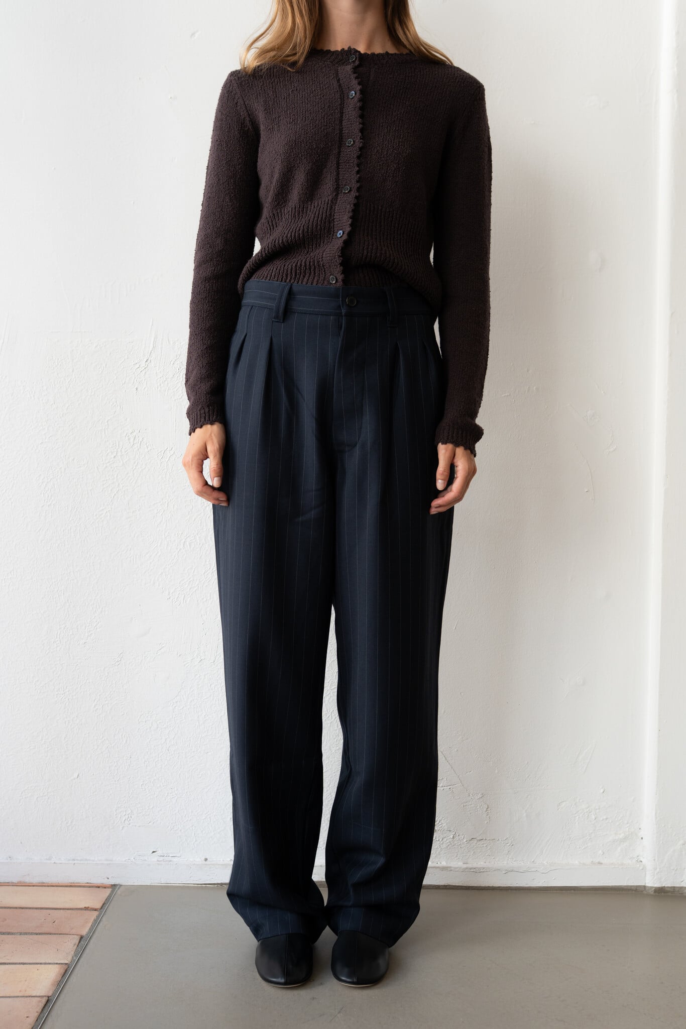 Daho pleated tailored pant Navy Pinstripes