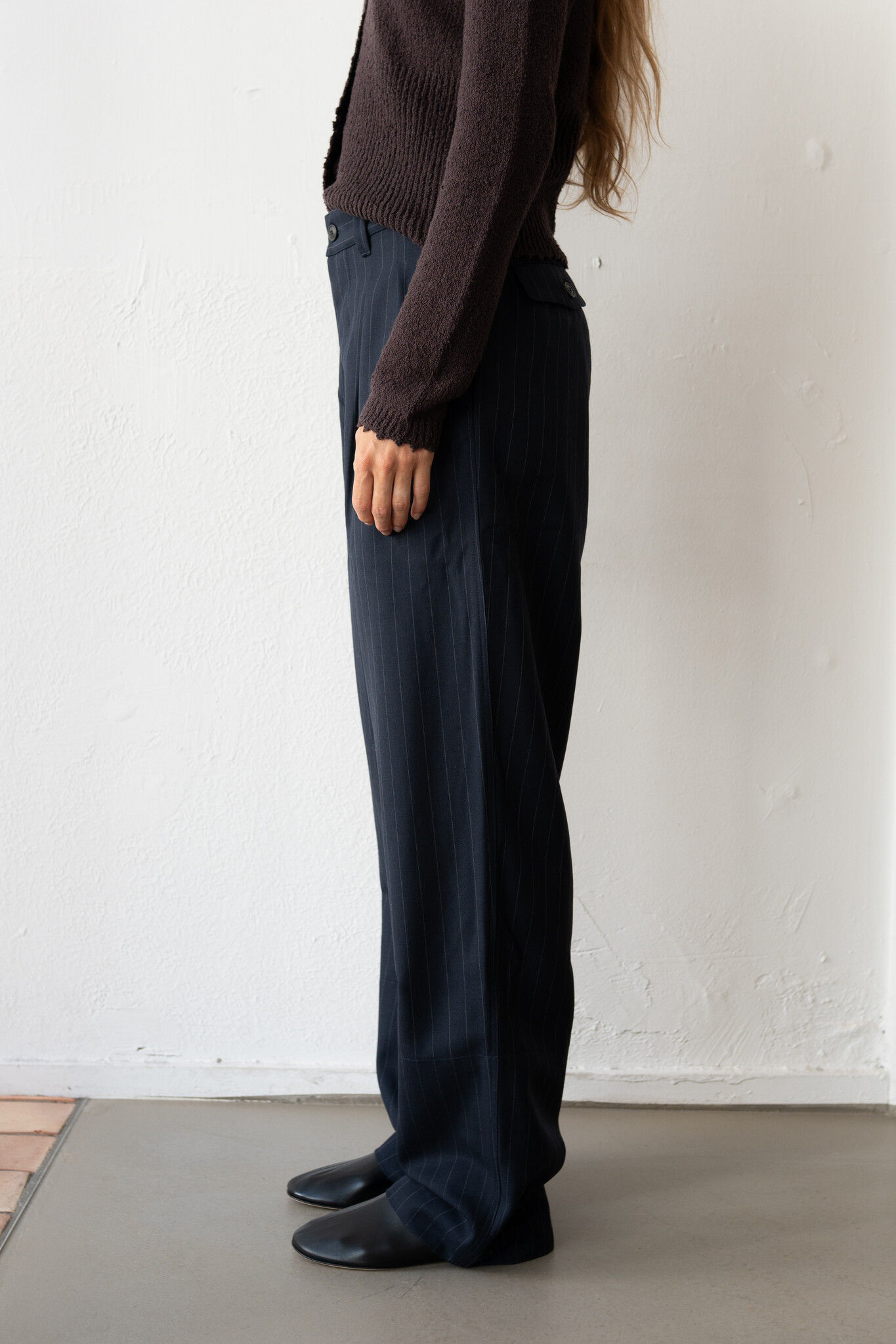 Daho pleated tailored pant Navy Pinstripes