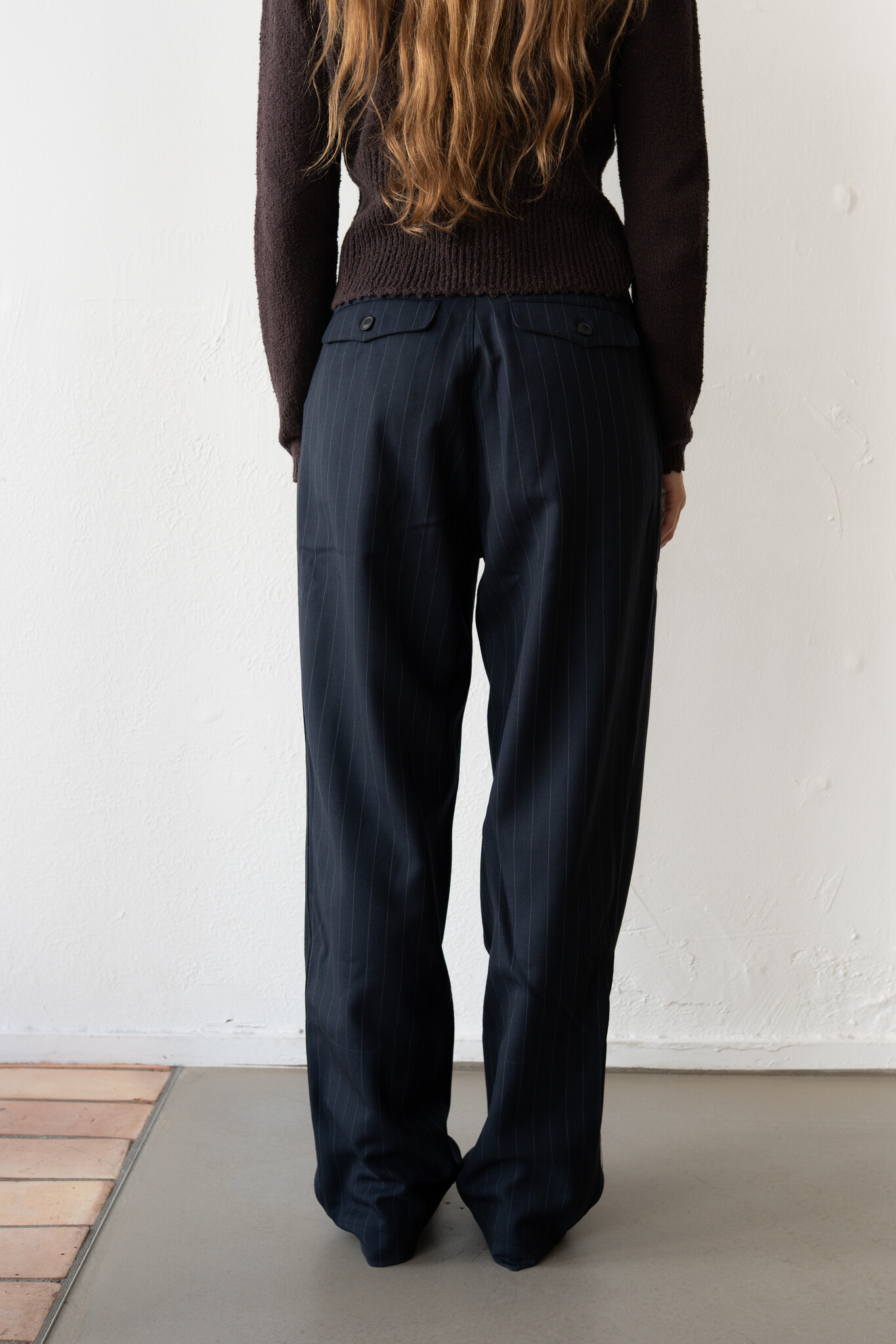 Daho pleated tailored pant Navy Pinstripes