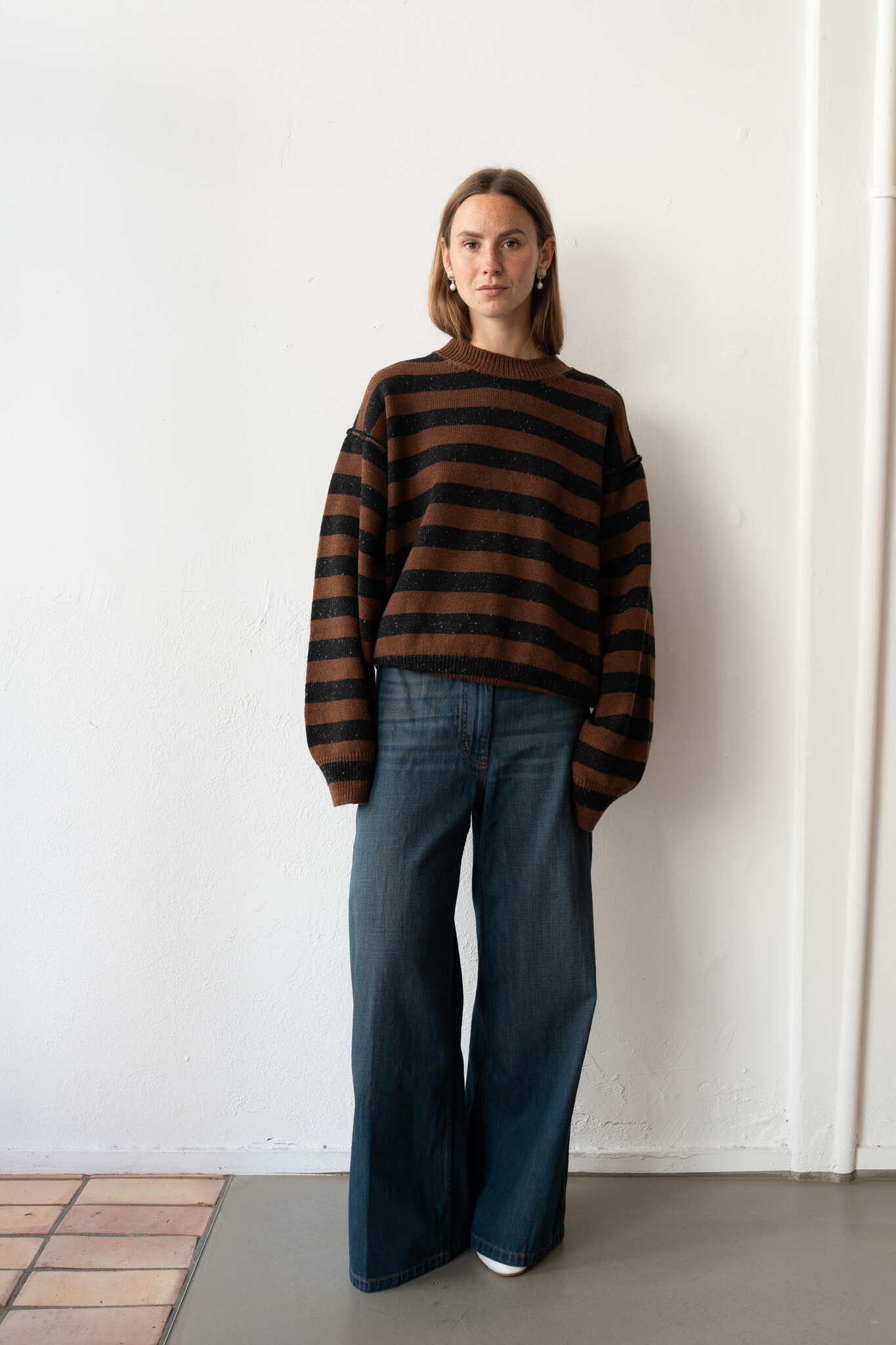 Leslie loose fit striped sweater Brown/Black