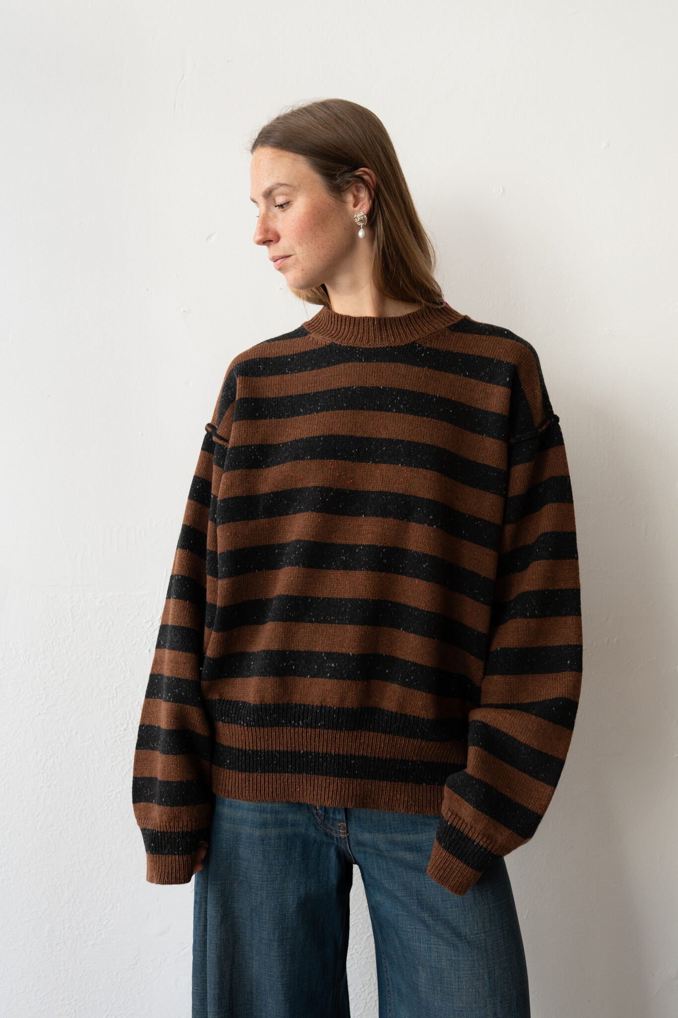 Leslie loose fit striped sweater Brown/Black