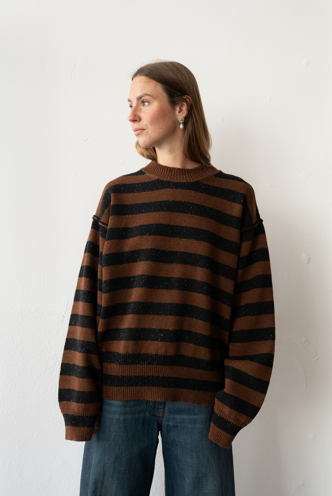 Leslie loose fit striped sweater Brown/Black