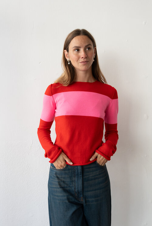Birtwell fitted sweater stripe Red/Pink