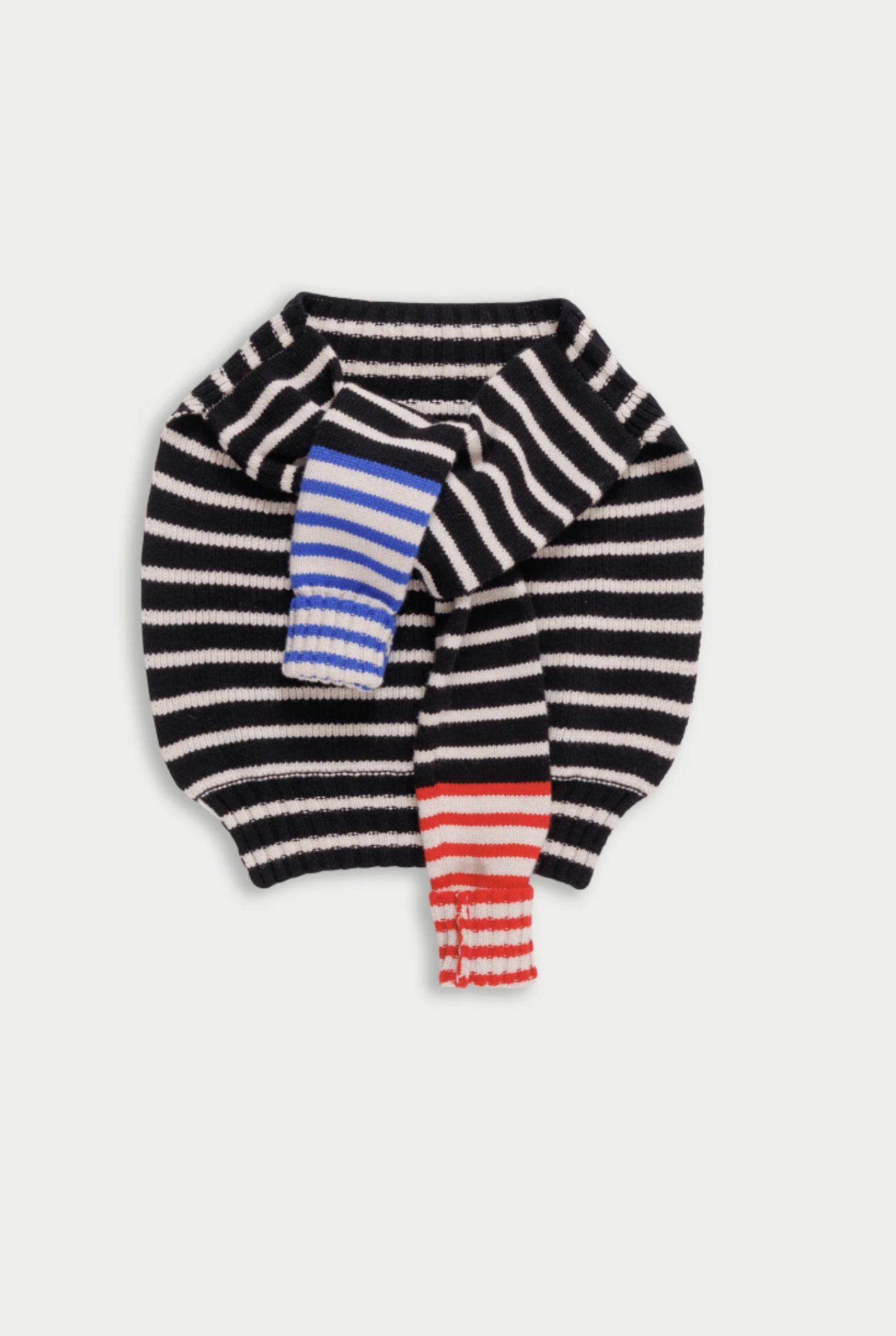 Rose striped sweater scarf BlueEcruBlueRed