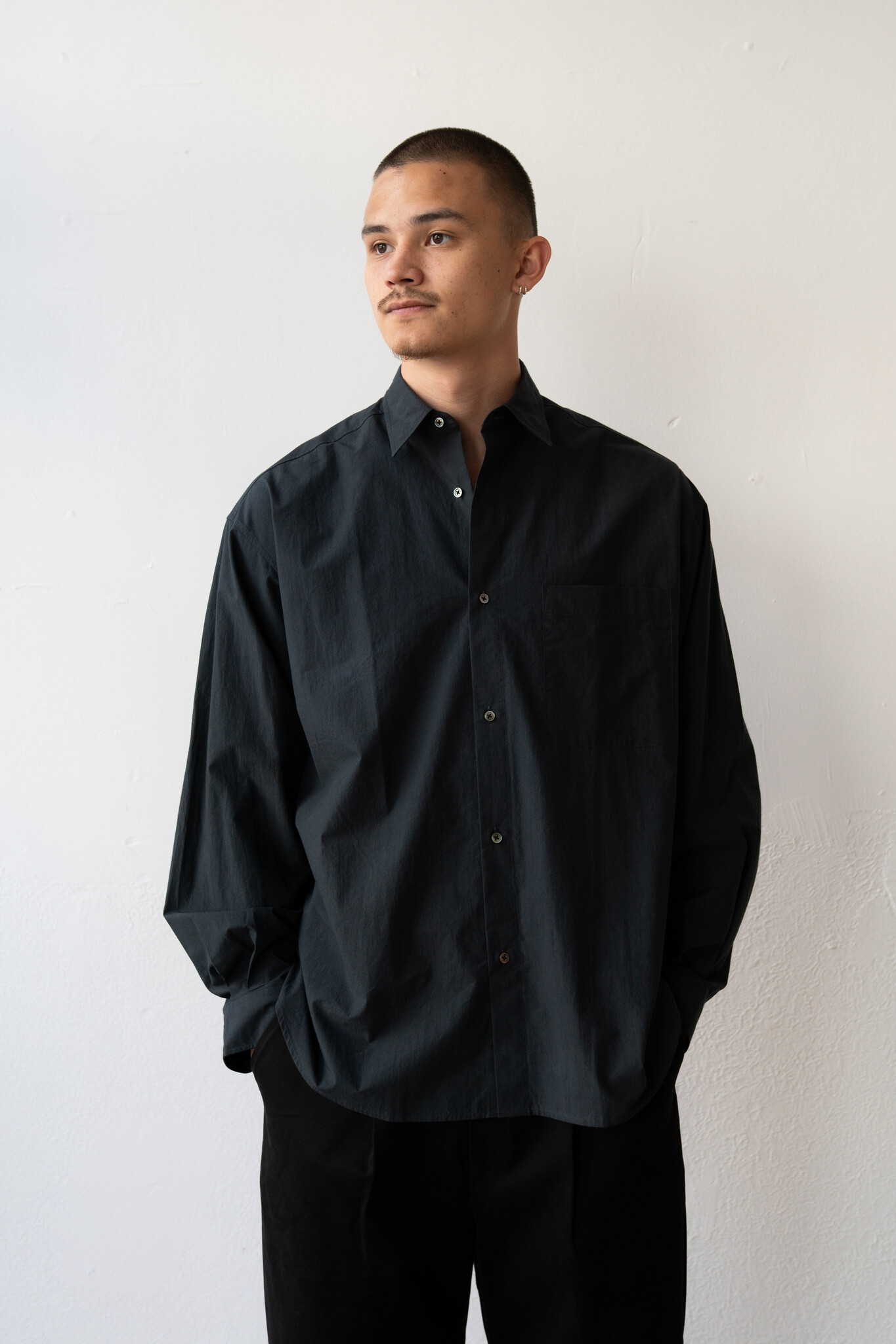 Typewriter Cotton Shirt Dark Navy