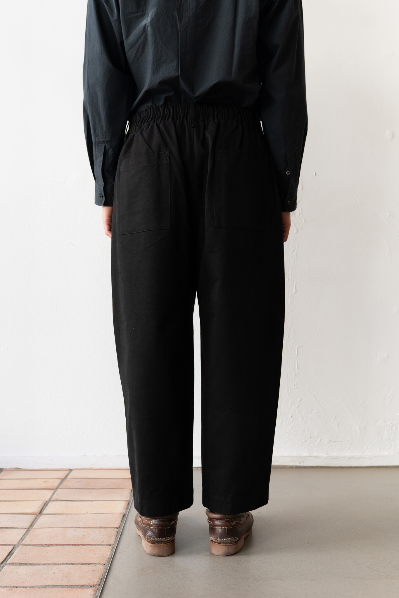 Peached cotton trousers Black