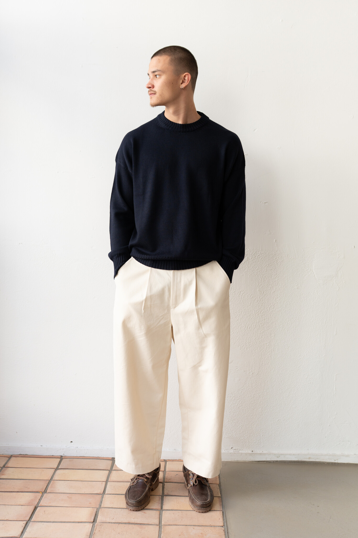 Peached Cotton trousers Cream