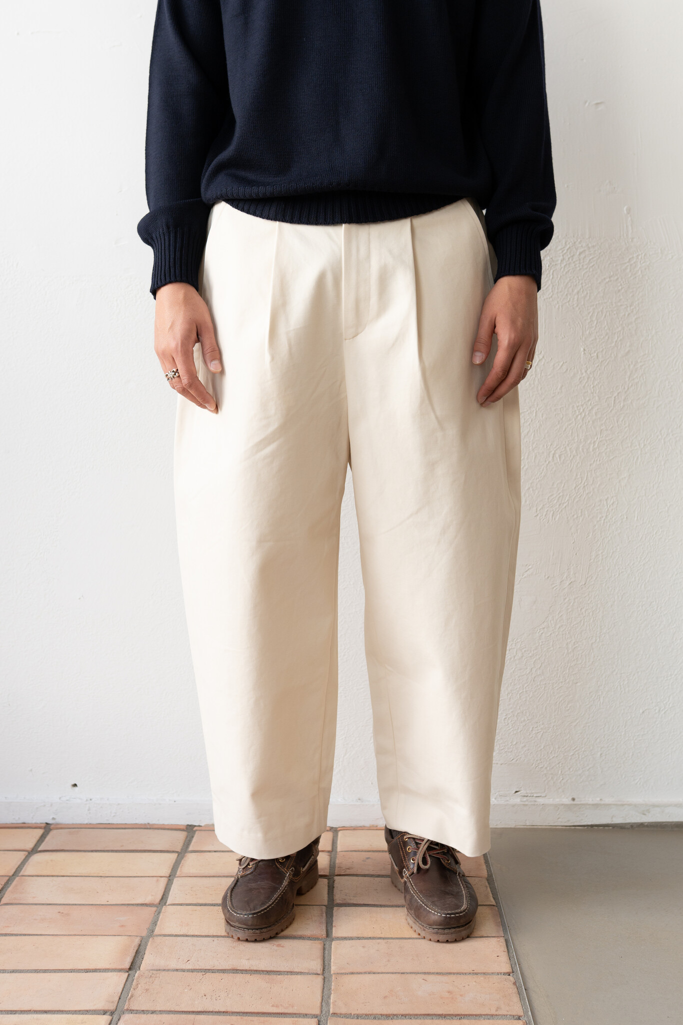 Peached Cotton trousers Cream