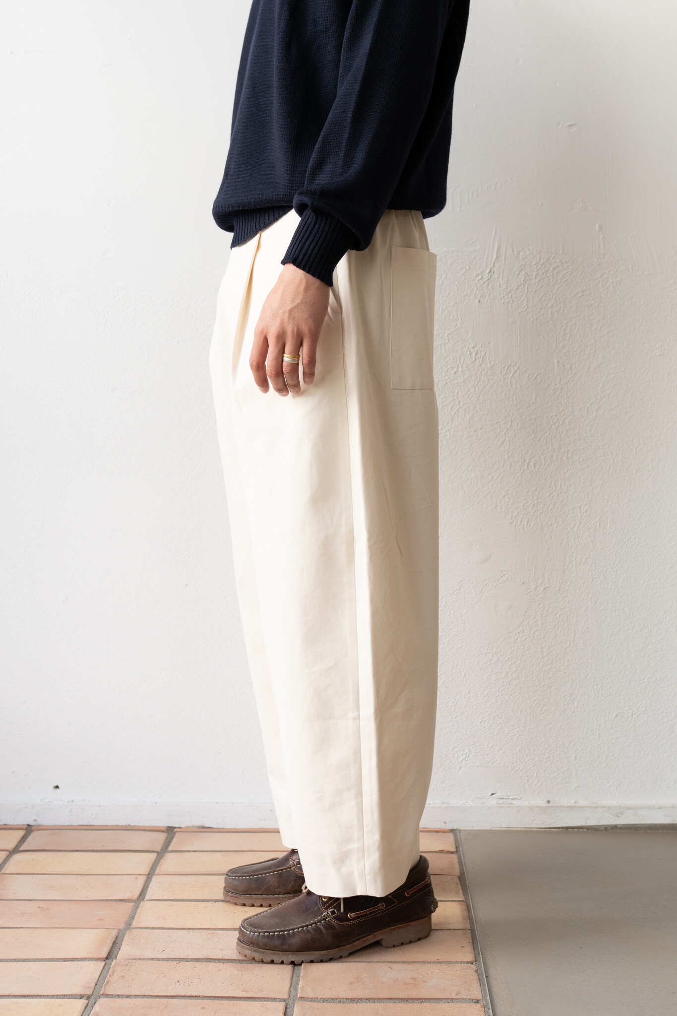 Peached Cotton trousers Cream