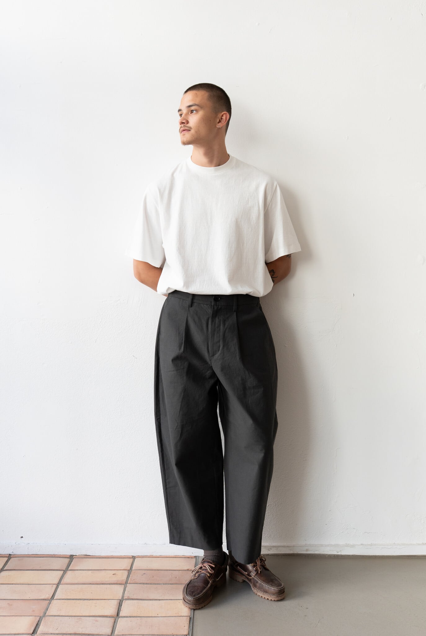 Nepped Cotton Trousers Sumi