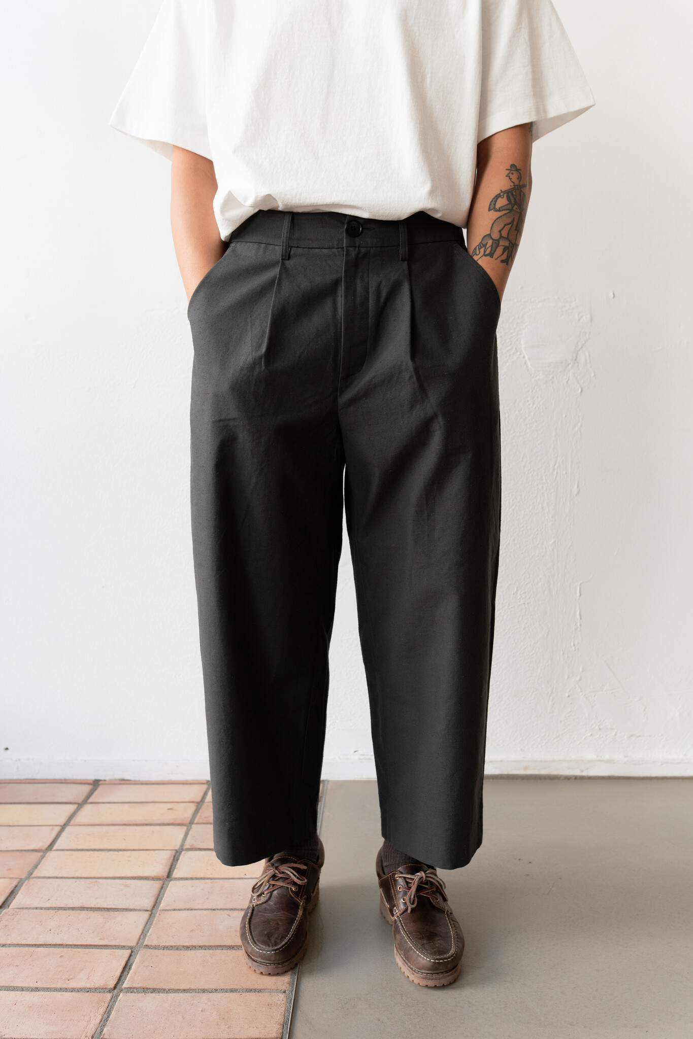 Nepped Cotton Trousers Sumi