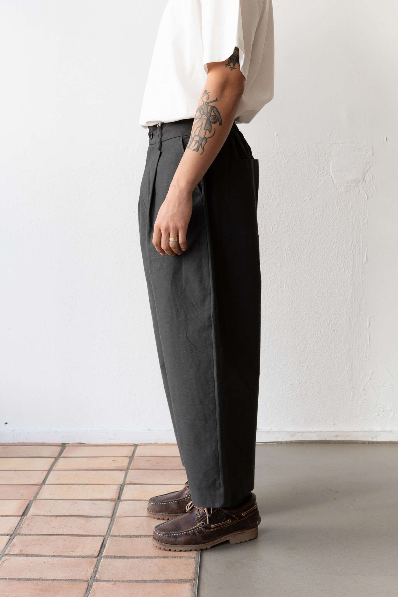Nepped Cotton Trousers Sumi