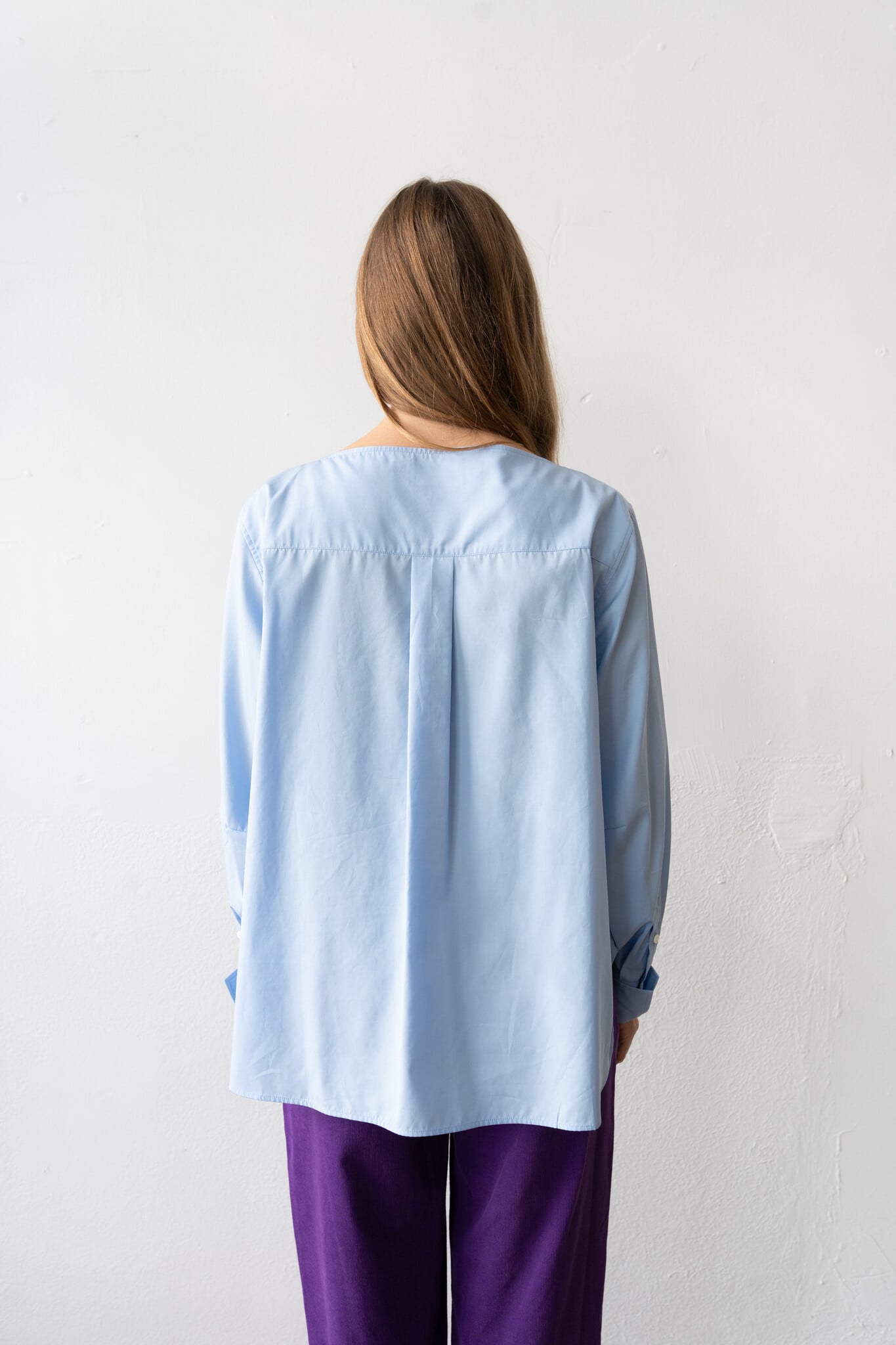 Volume Sleeve Boat Neck Shirt Sax