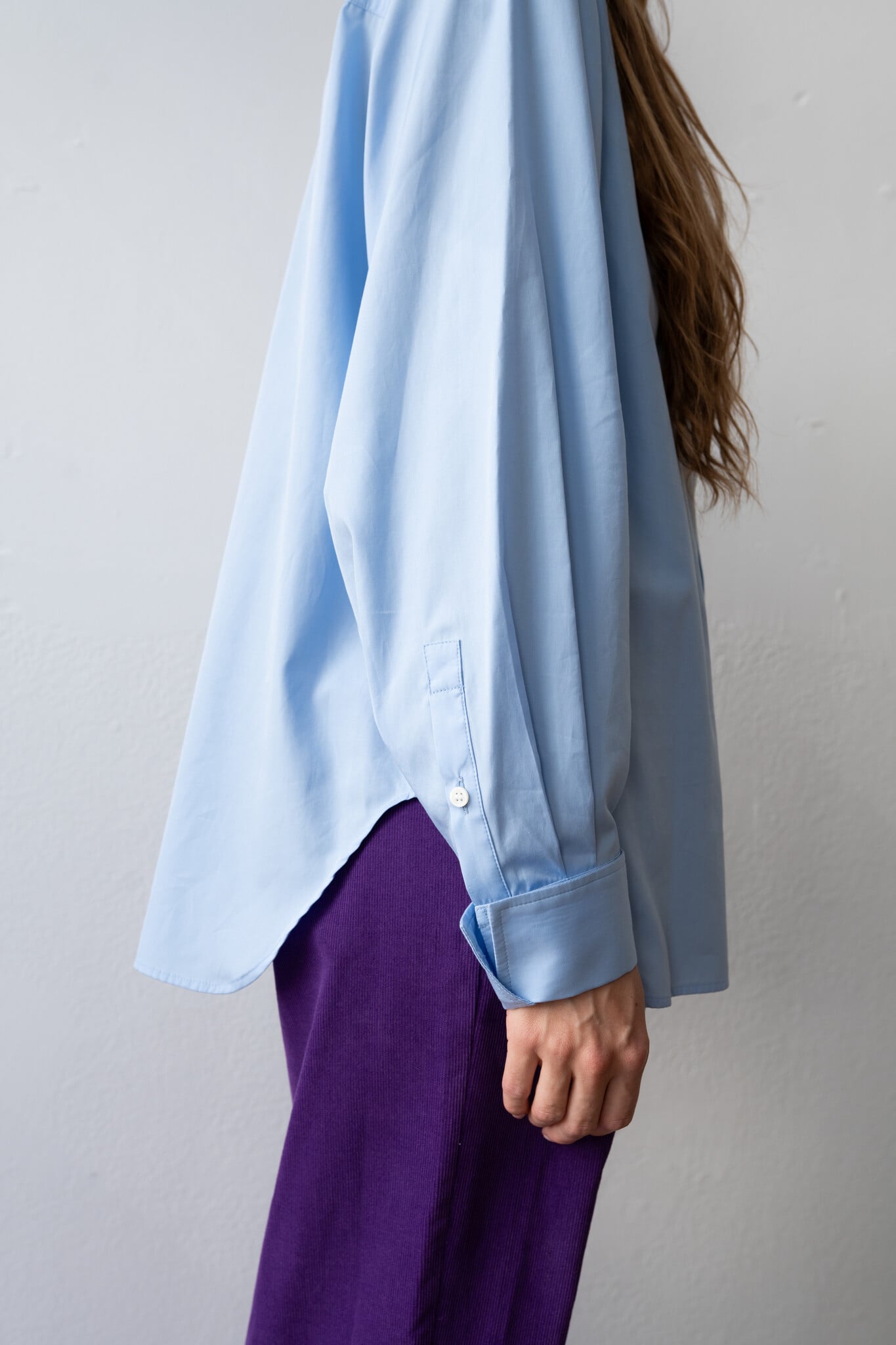 Volume Sleeve Boat Neck Shirt Sax
