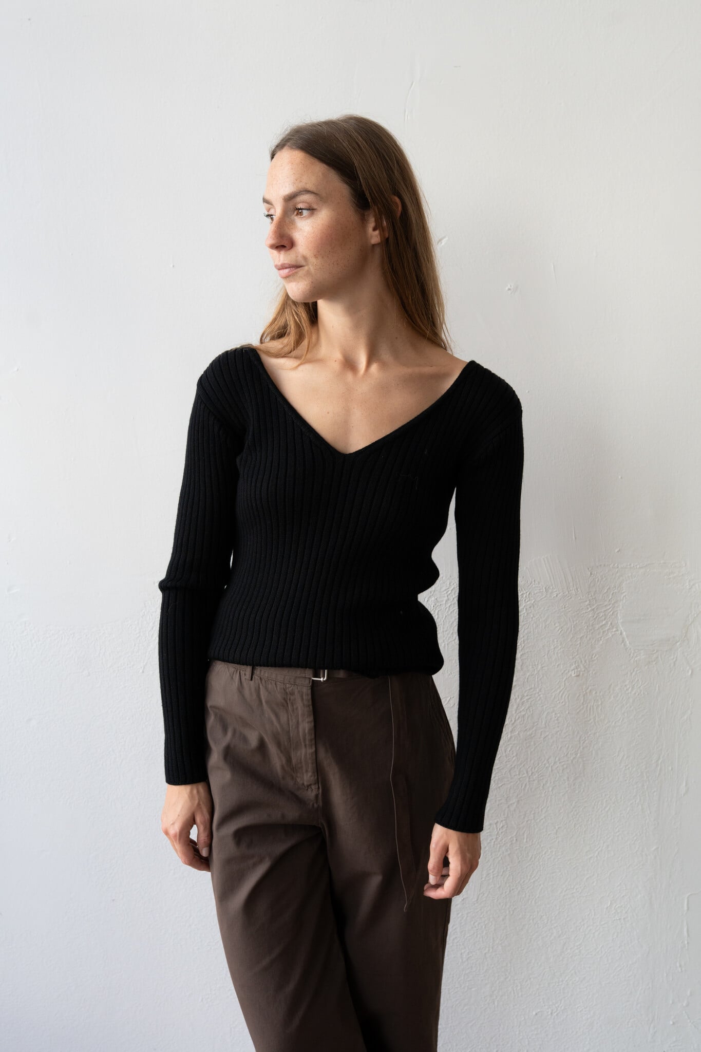V Sweater Rib Black