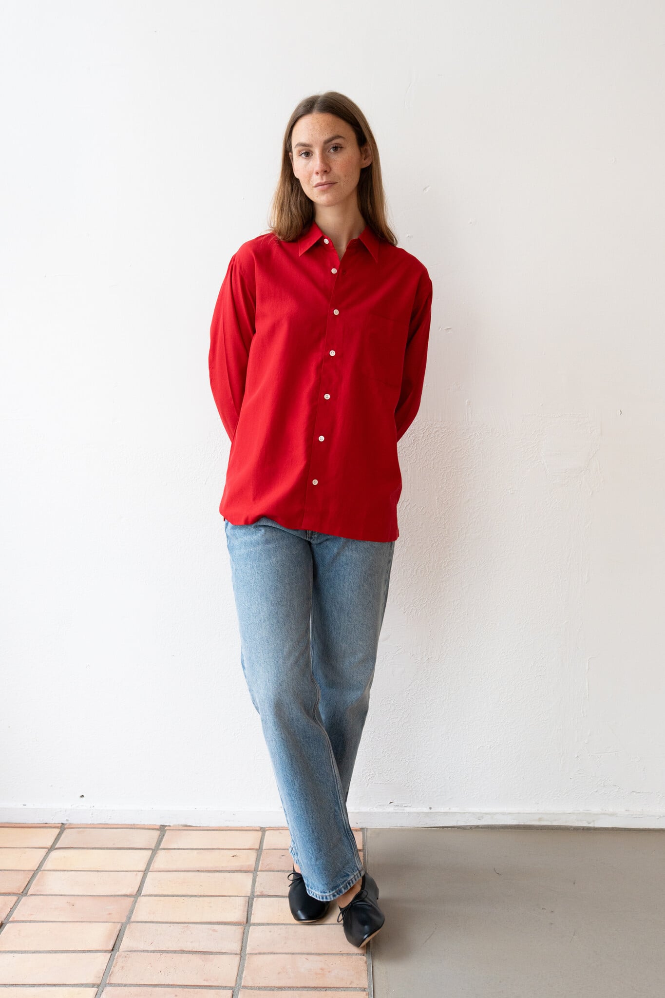Silk Nidom Square Shirt Red