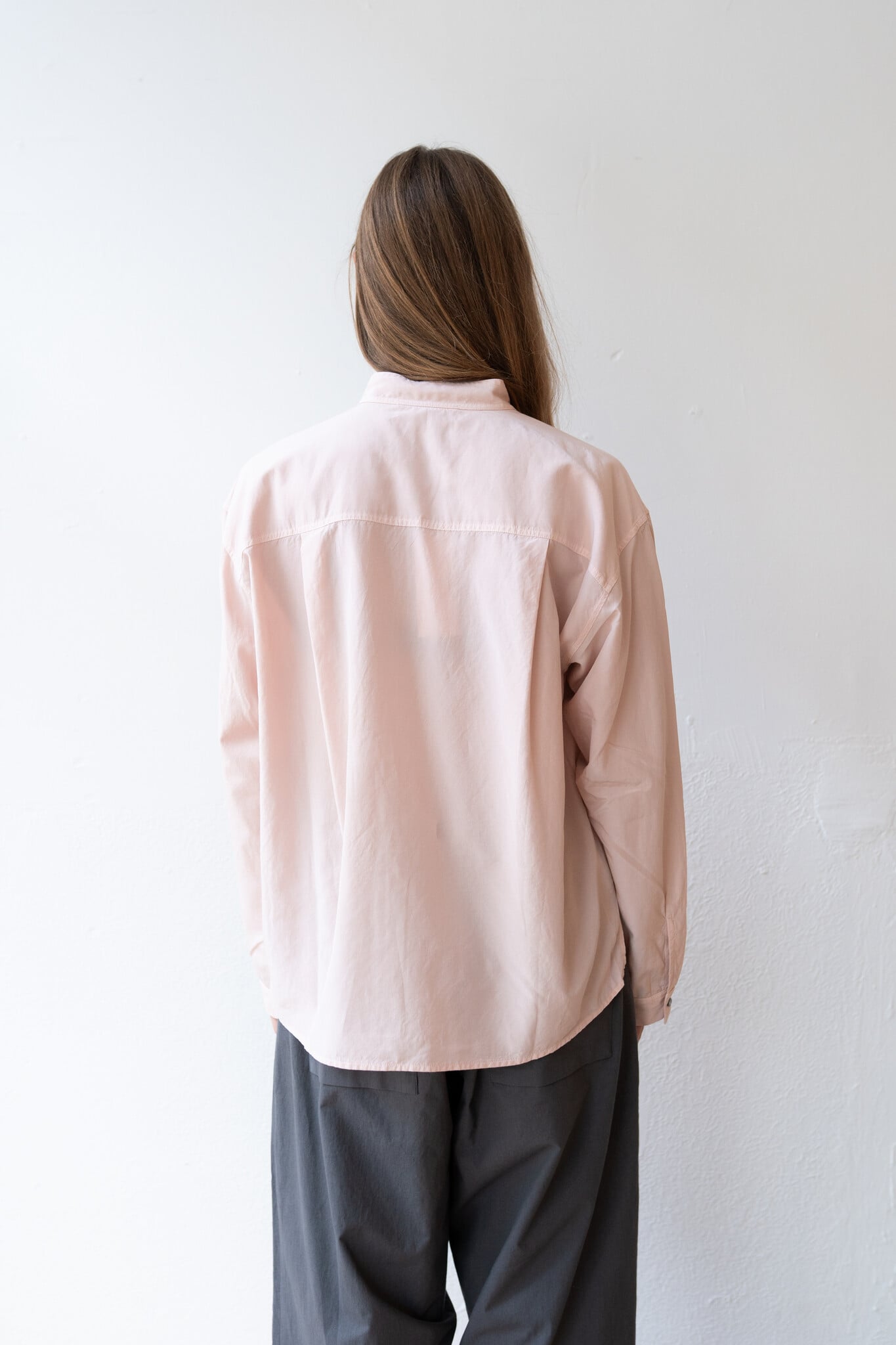 Silk And Cotton shirt Band Collar Antique Pink