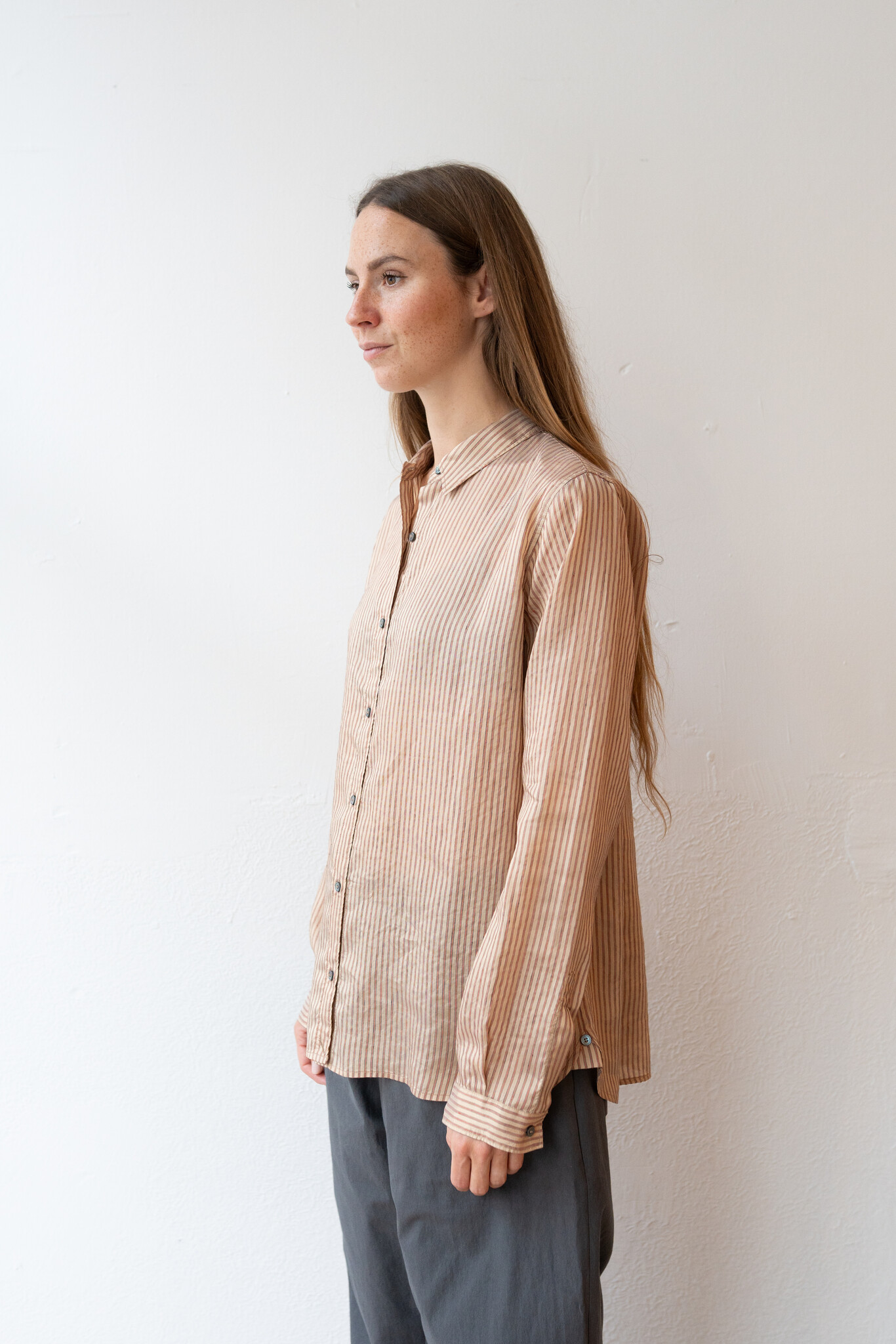 Side Buttoned Shirt Orange Stripe