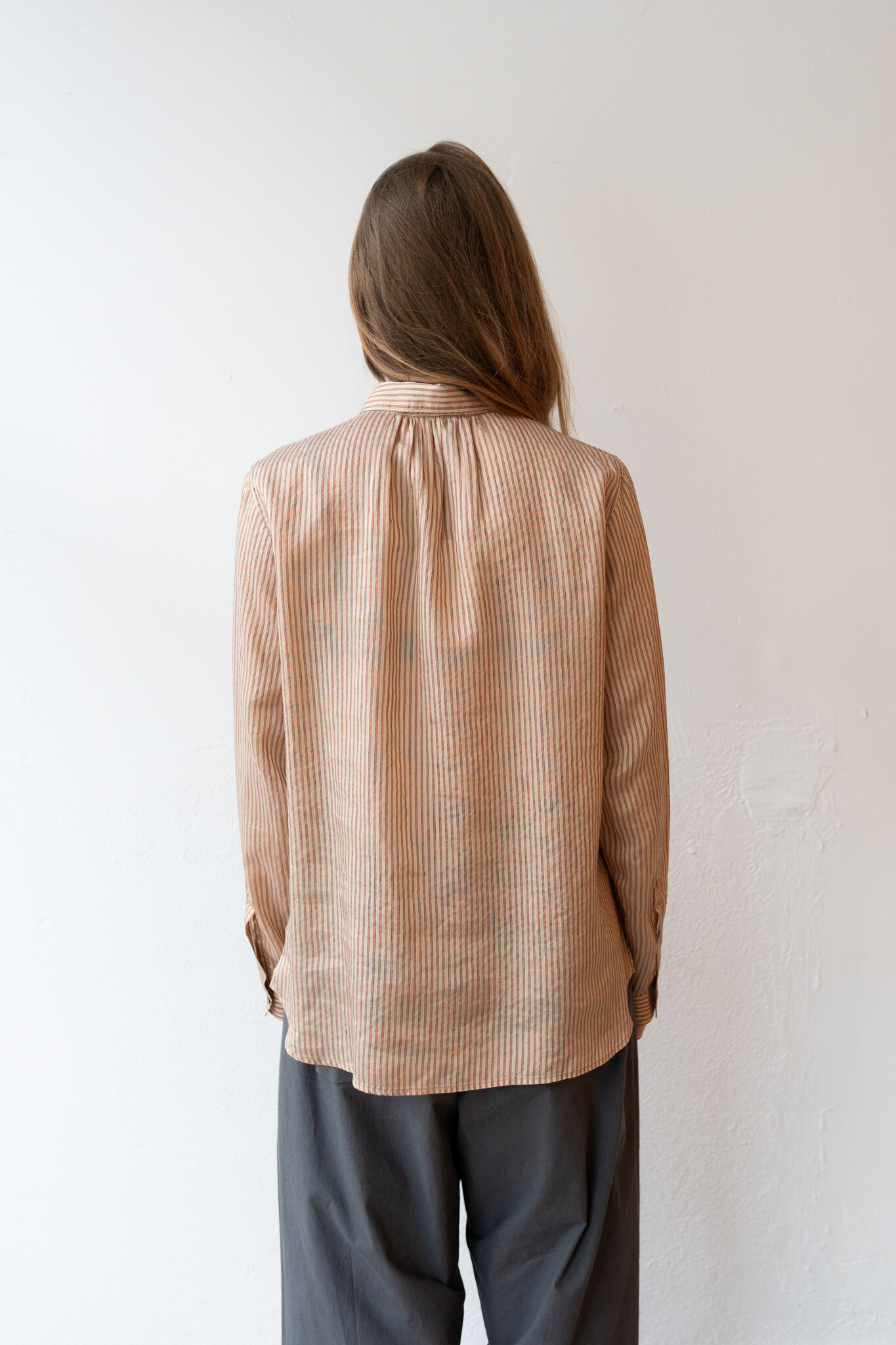 Side Buttoned Shirt Orange Stripe