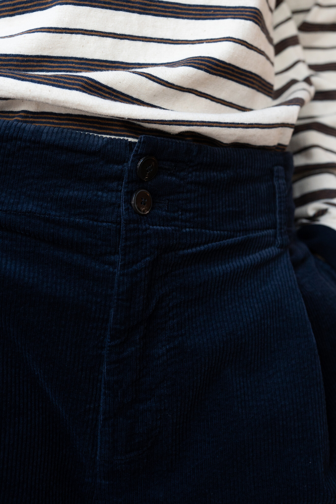 Wide-leg Dk Blue Corduroy Trouser