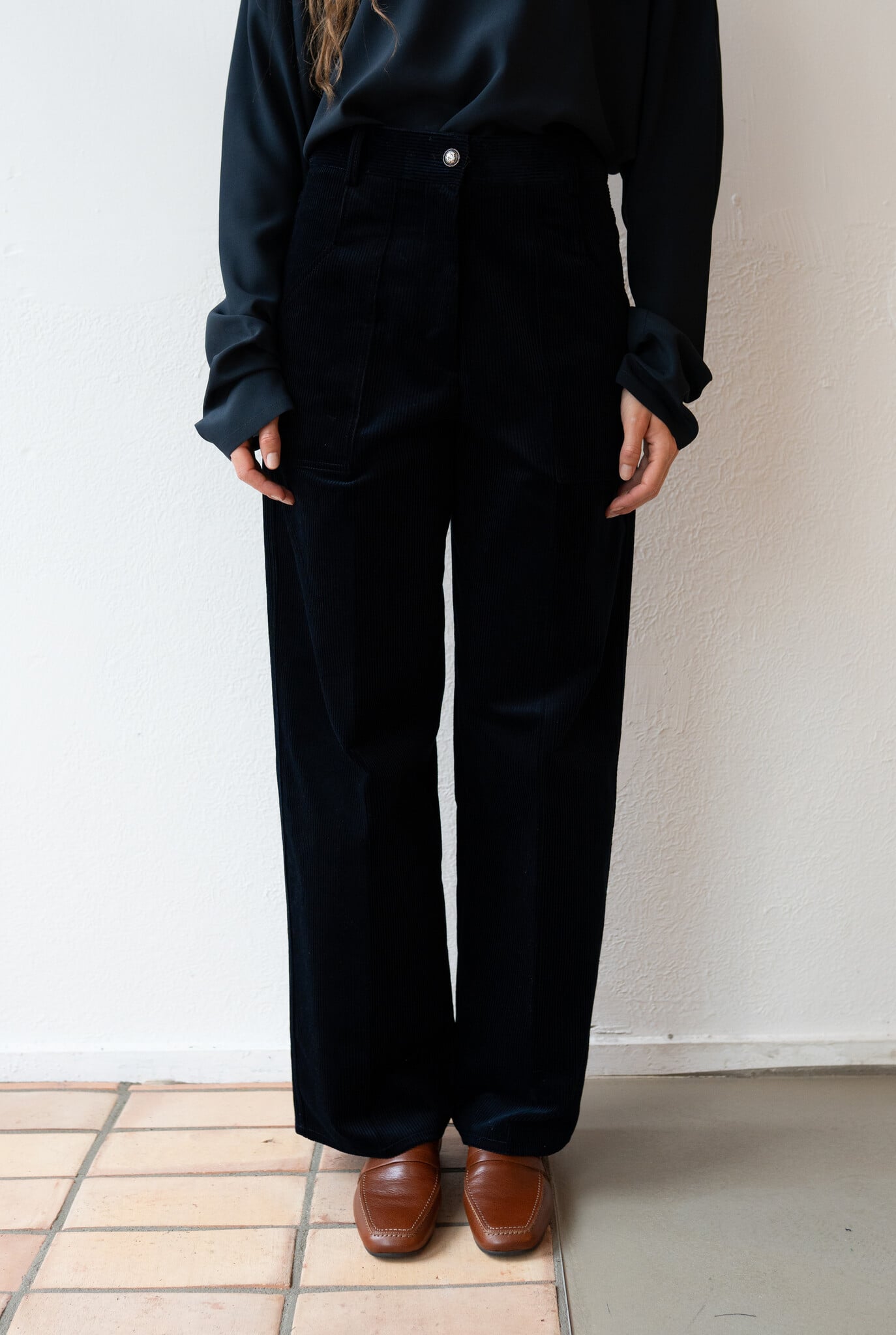 Ribbed Velvet Cargo Pants Night
