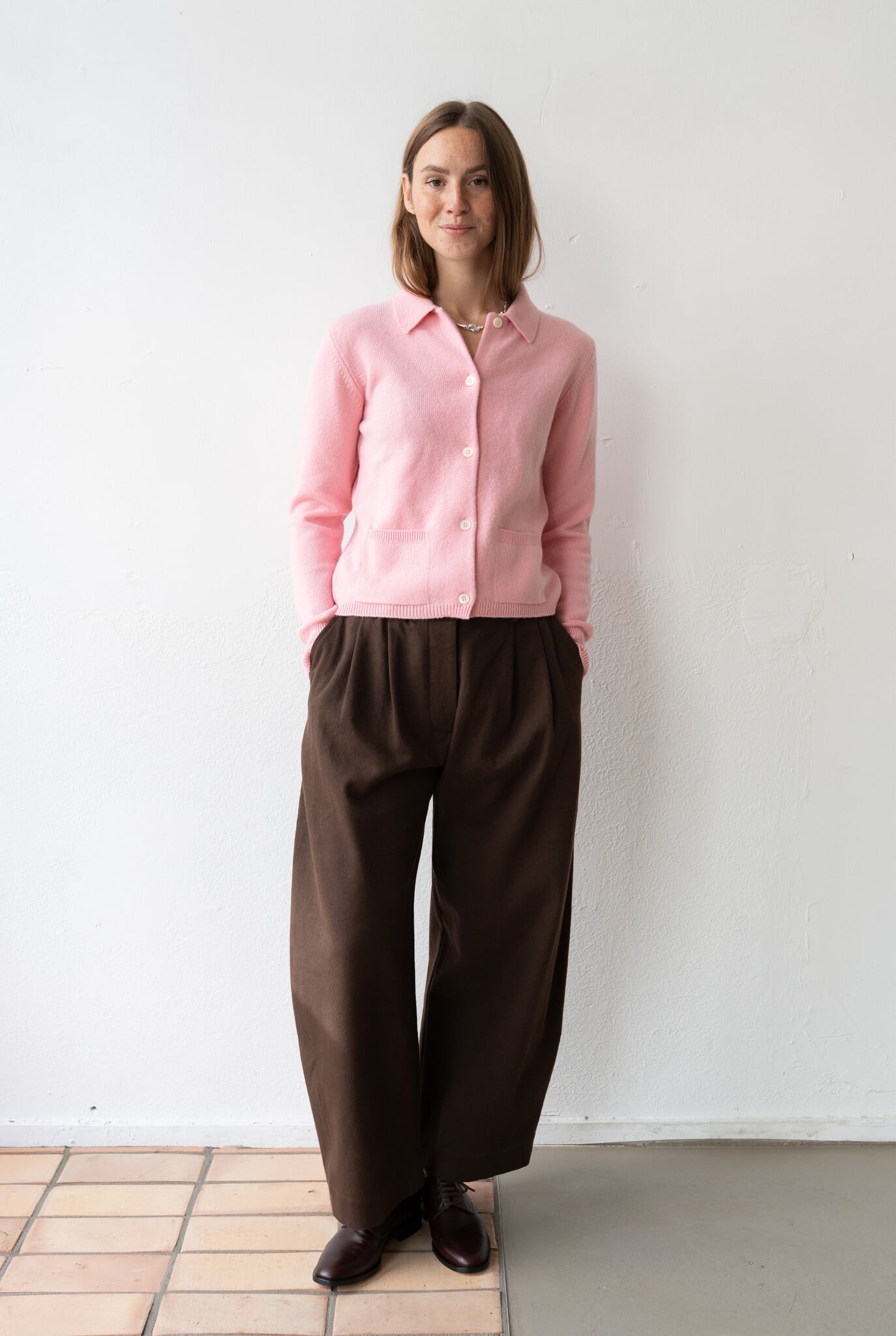 Cora Collared Cardigan Pale Pink