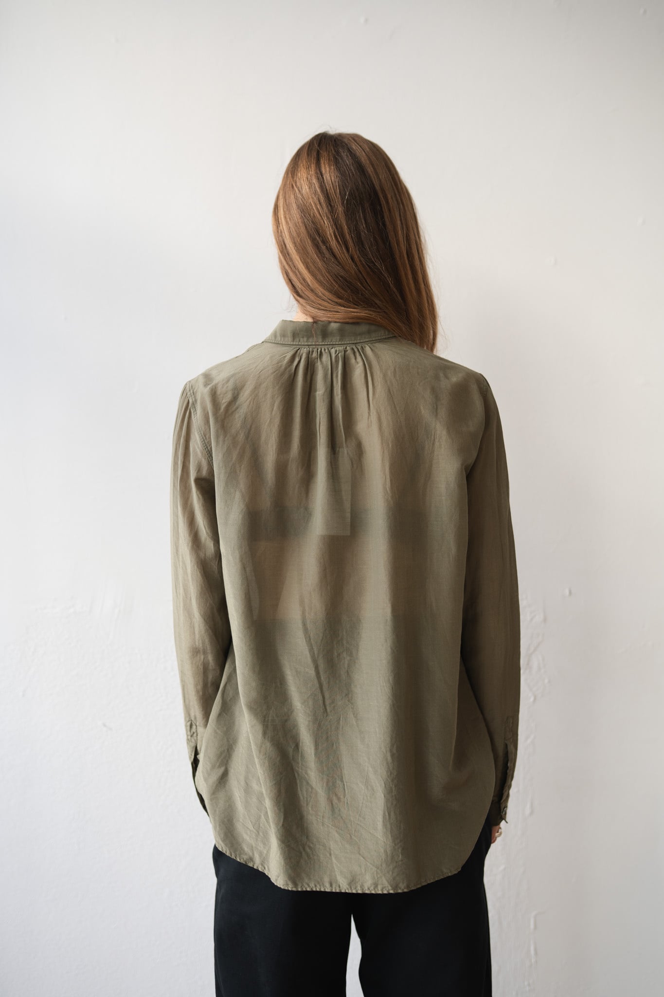 Side-buttoned shirt Silk Cotton Military Green