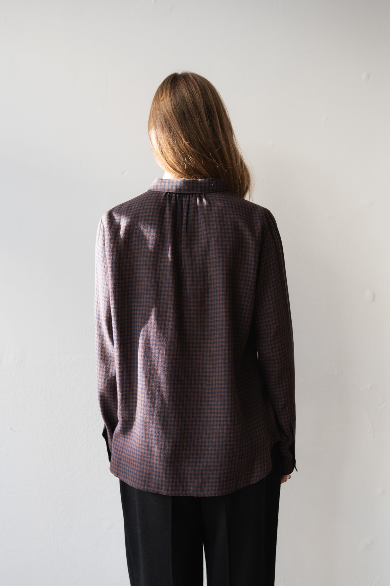 Side-Buttoned Shirt Night Blue Red Check