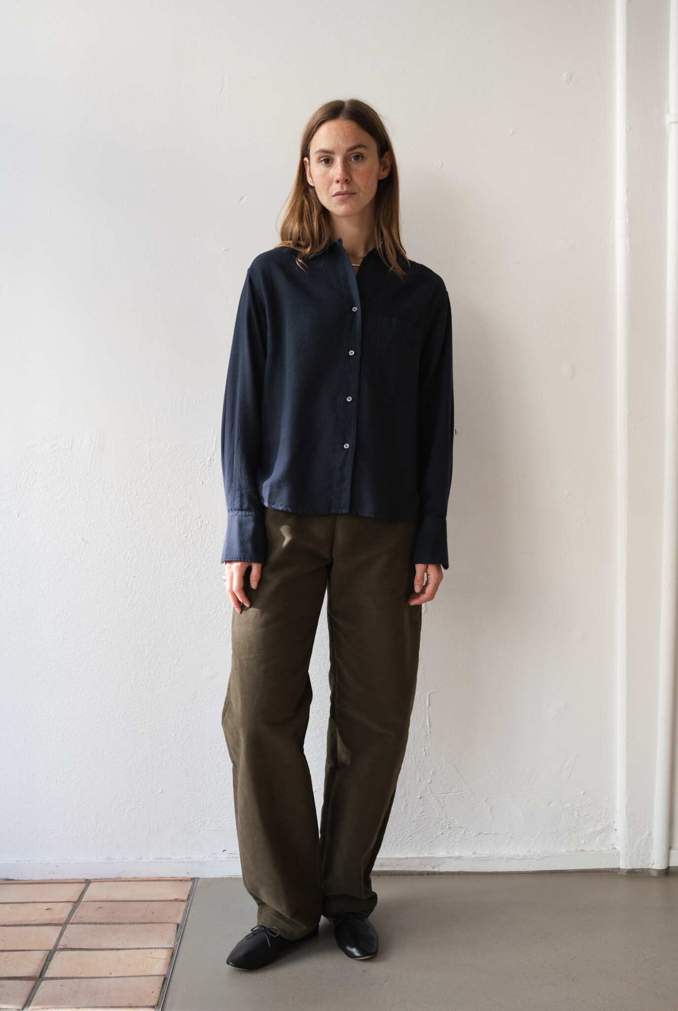 One Pocket Shirt Cotton Wool Dk Navy